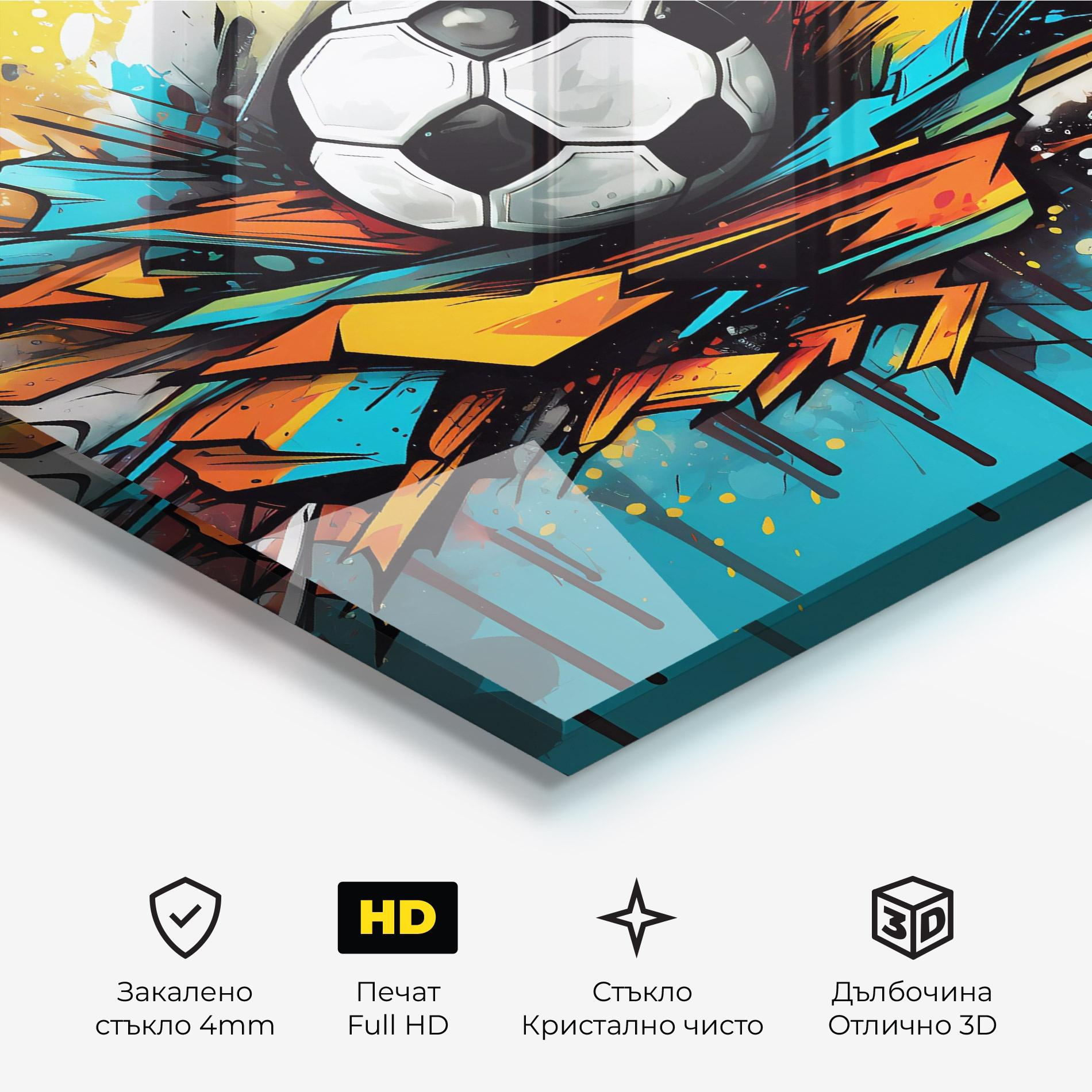 Стъклена картина Graffiti Style Football mockup 3