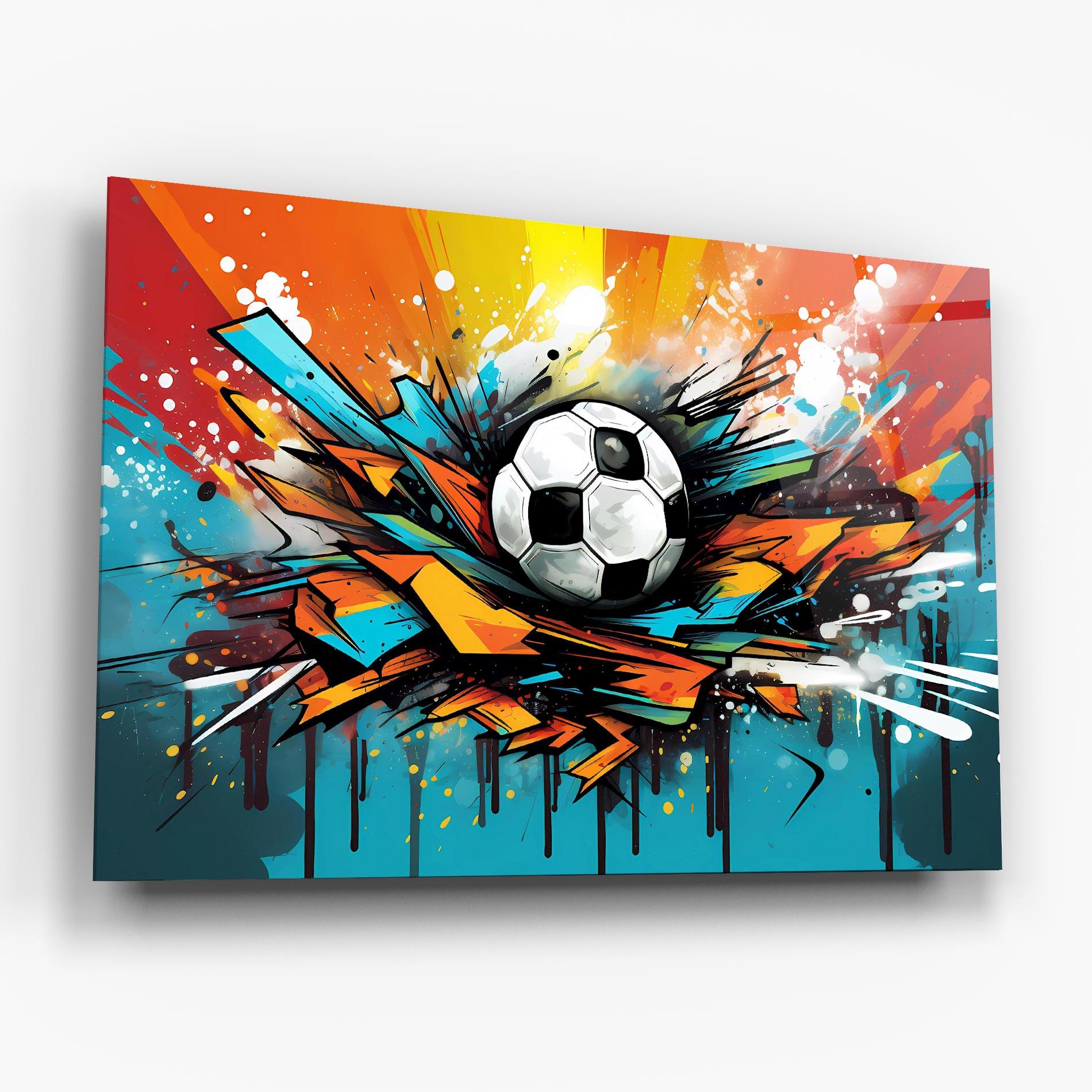 Стъклена картина Graffiti Style Football mockup 6