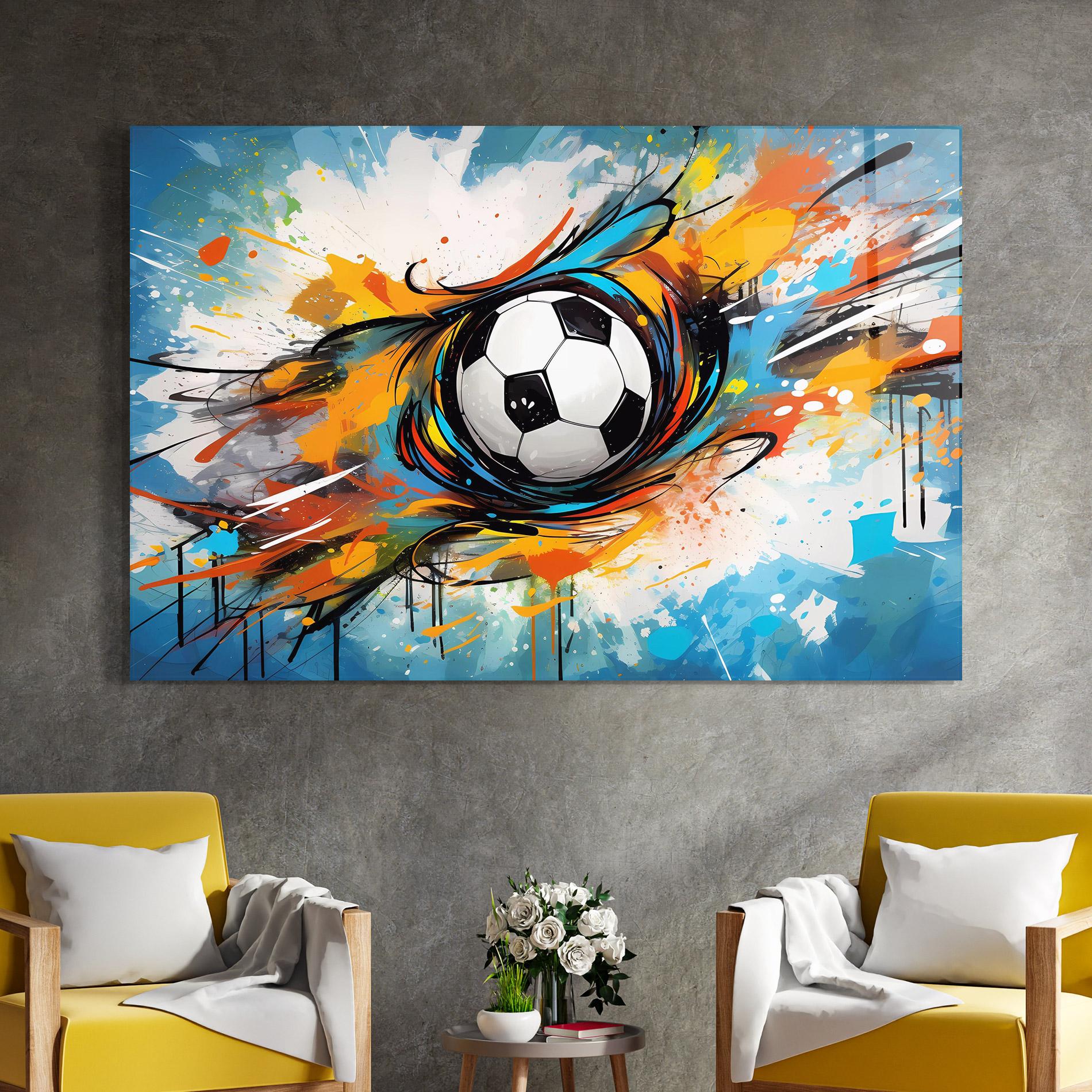 Стъклена картина Football Flight Graffiti mockup 4
