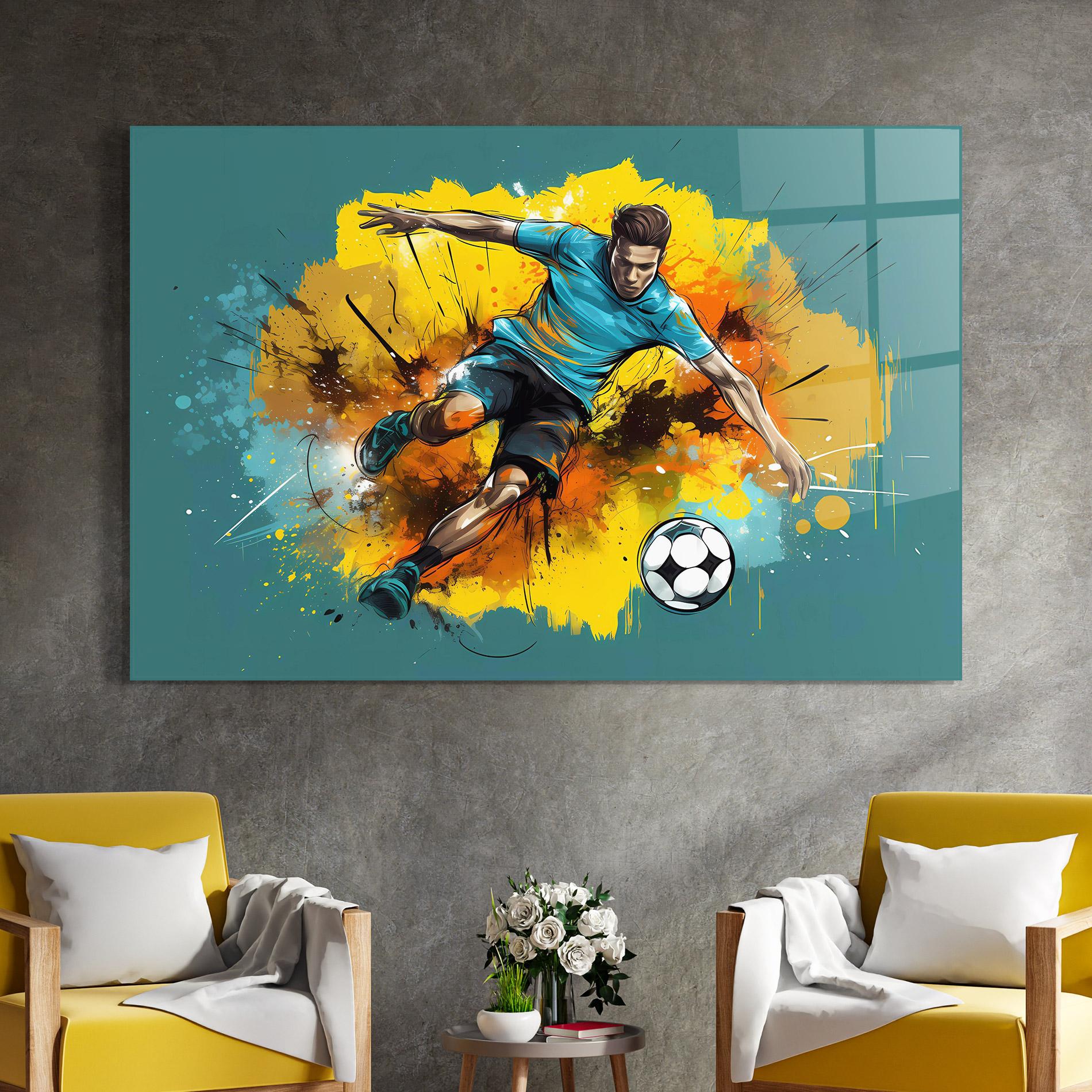 Стъклена картина Football Player Painting mockup 4