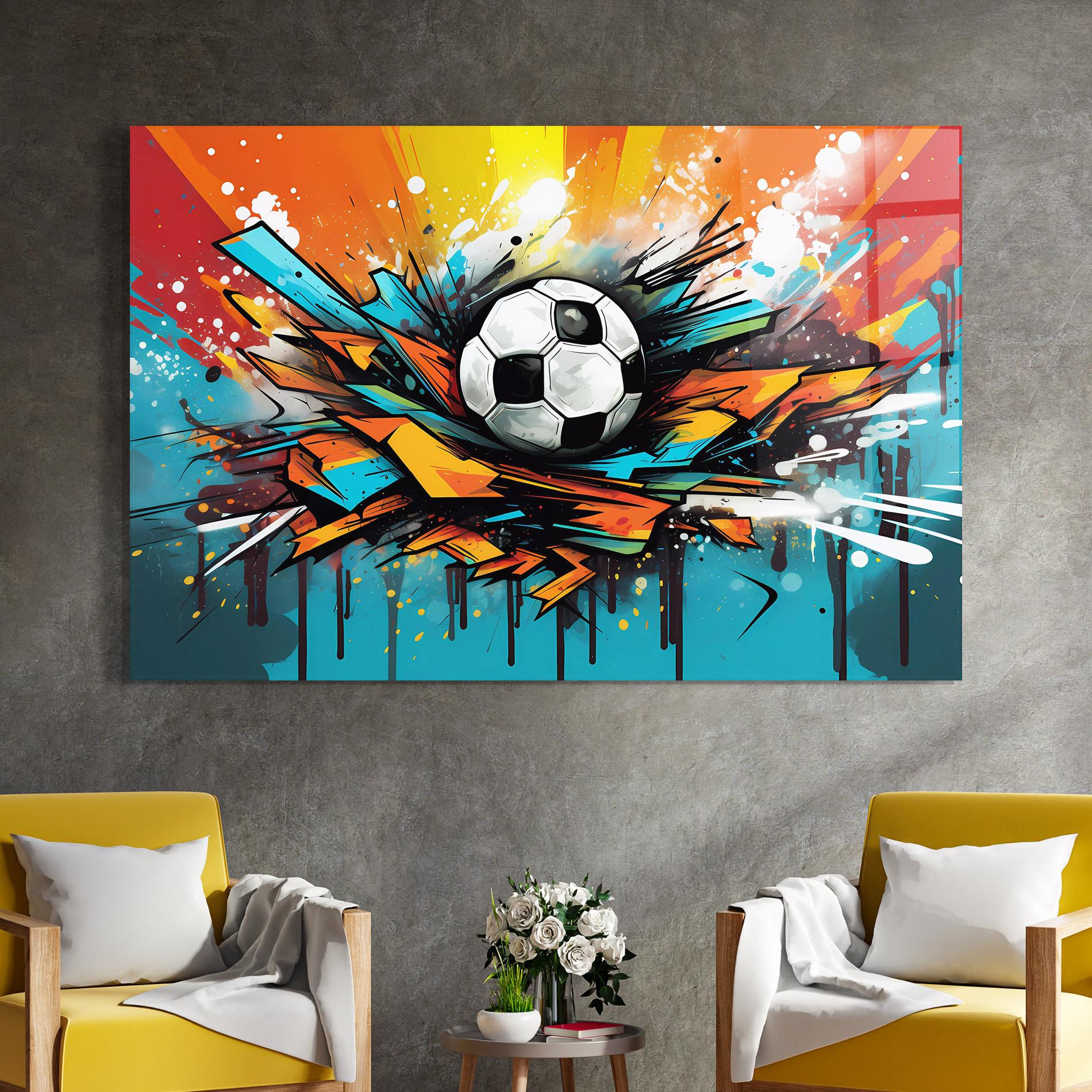 Стъклена картина Graffiti Style Football mockup 4