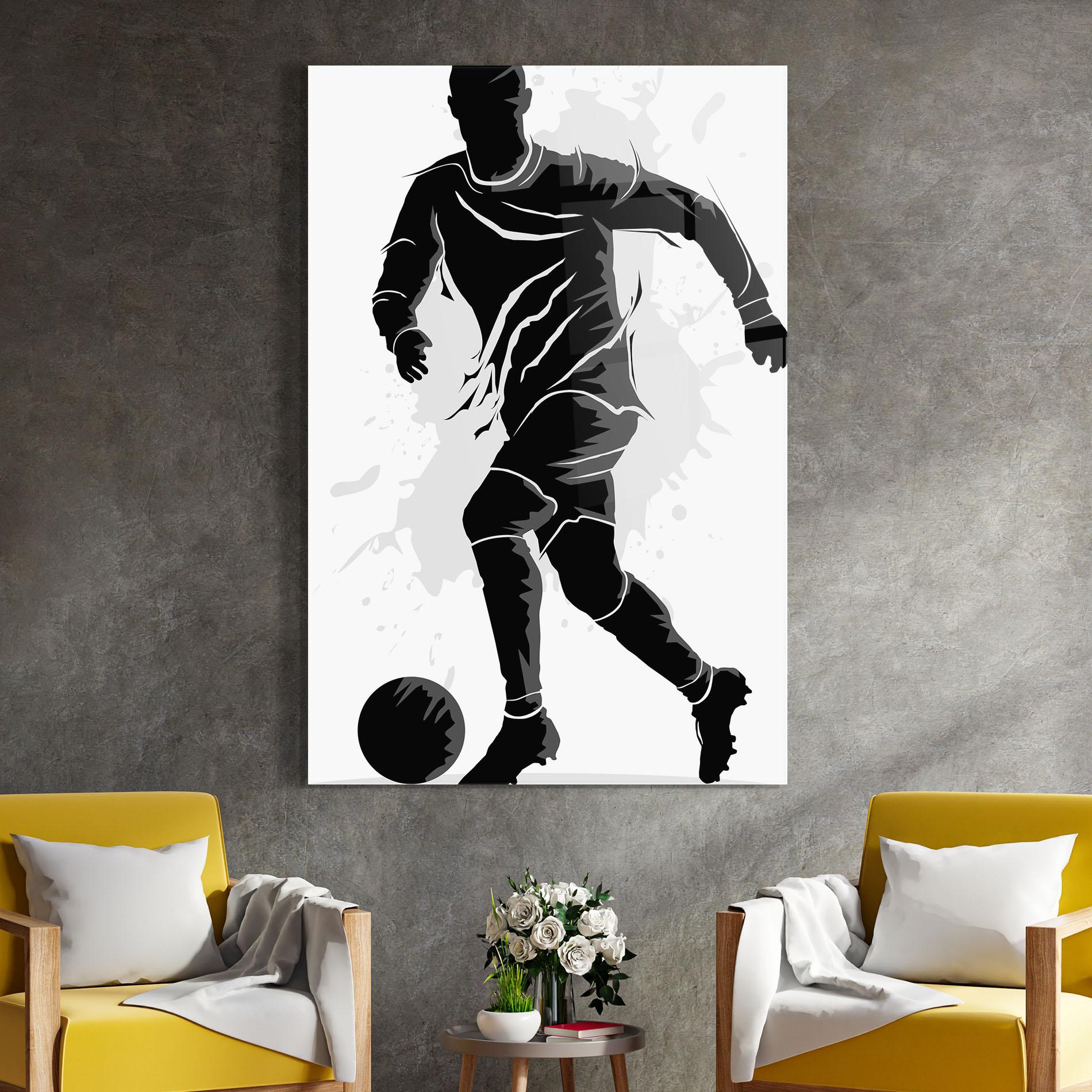 Стъклена картина Football Shadow mockup 4