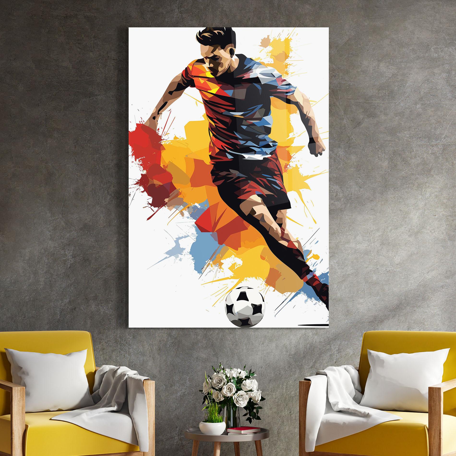 Стъклена картина Yellow Paint Football mockup 4