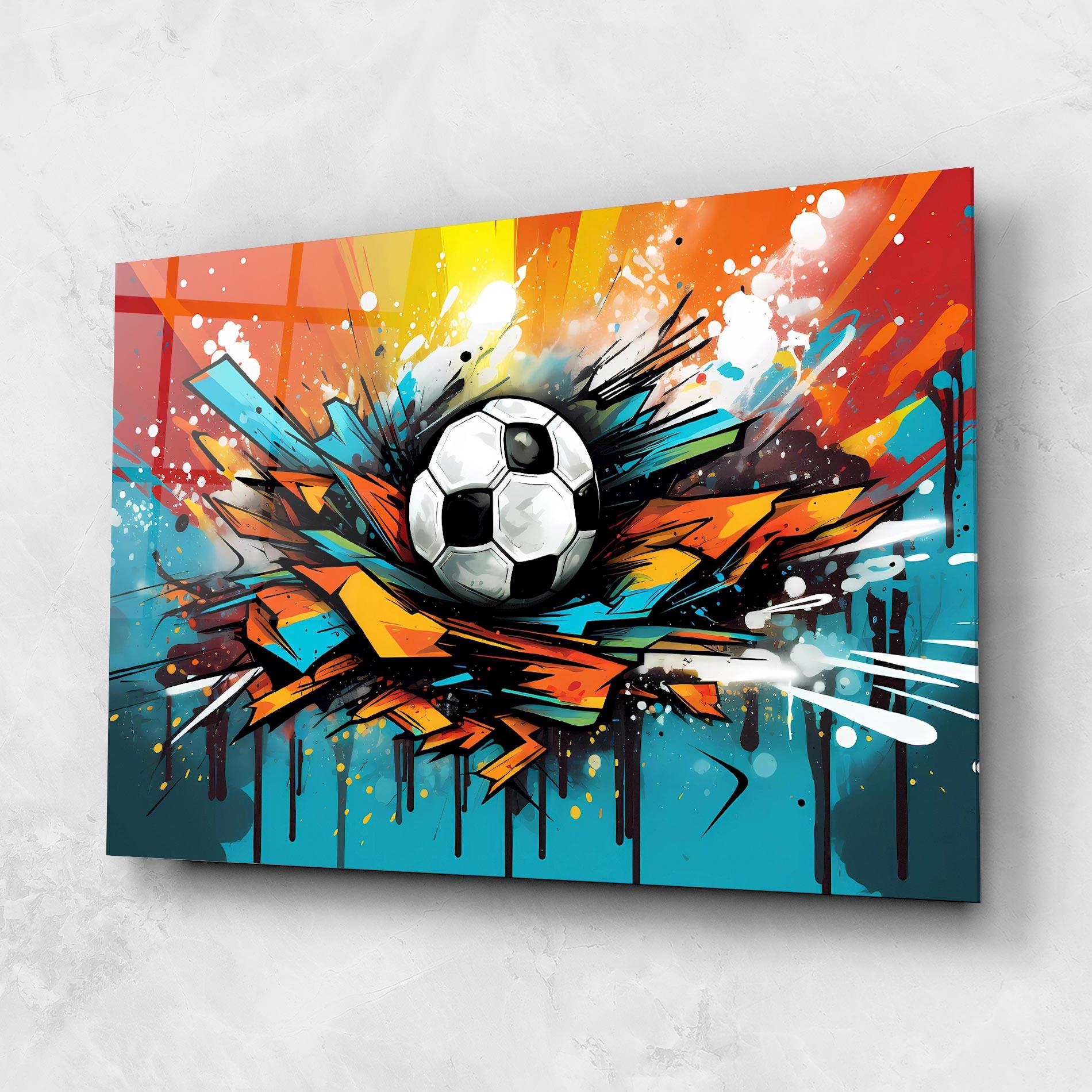Стъклена картина Graffiti Style Football mockup 1