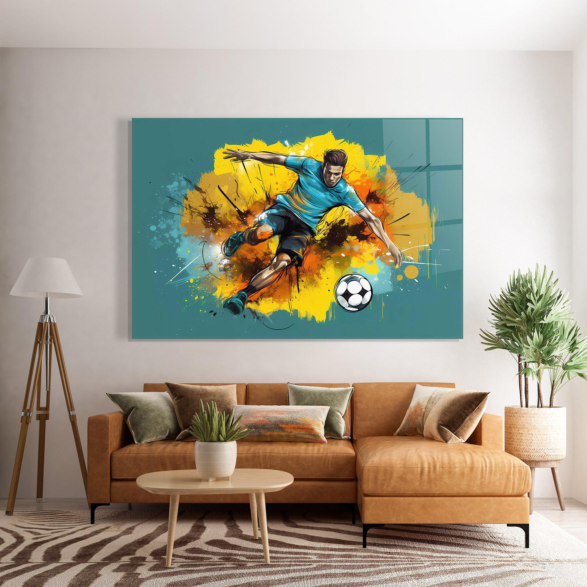Стъклена картина Football Player Painting mockup 7