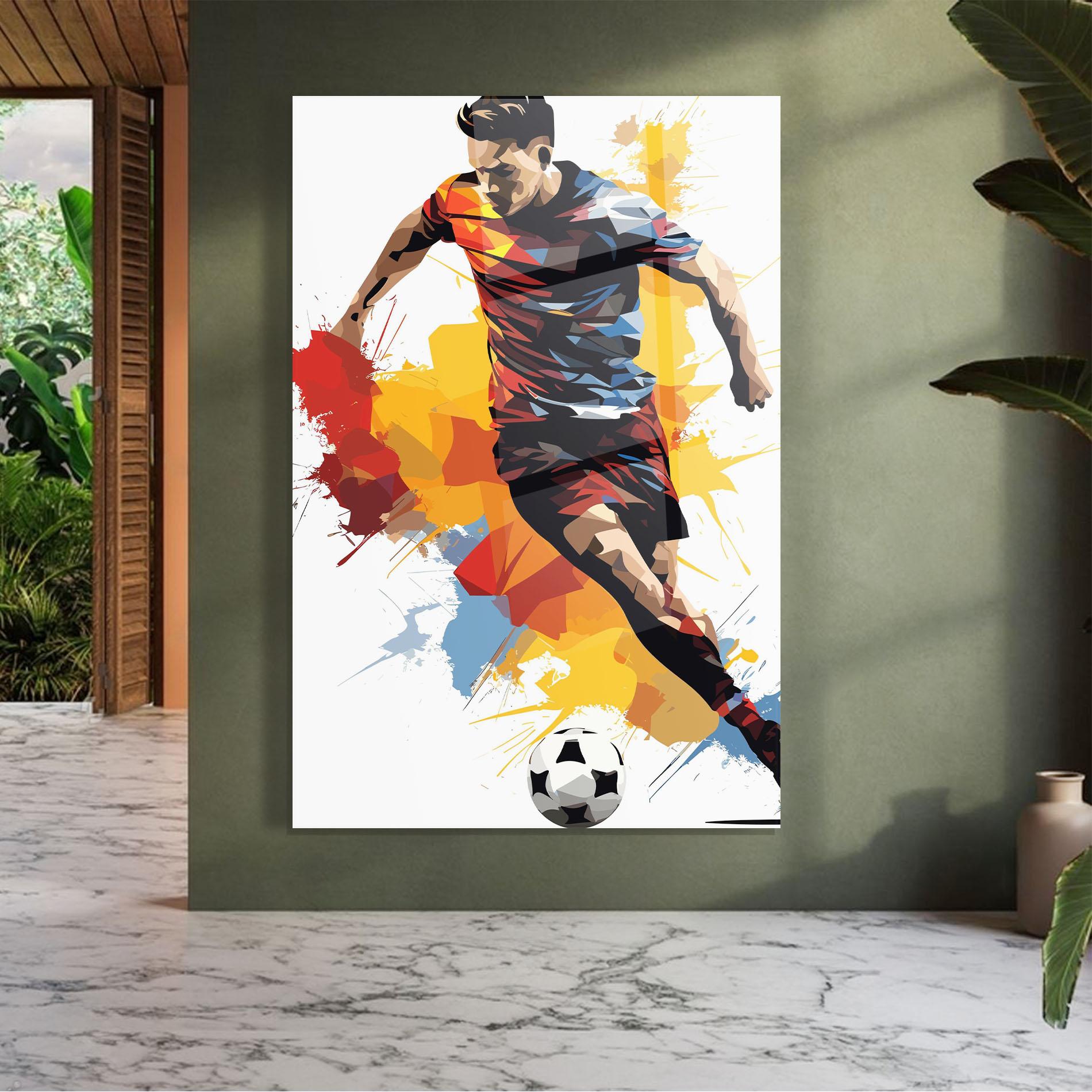 Стъклена картина Yellow Paint Football mockup 7