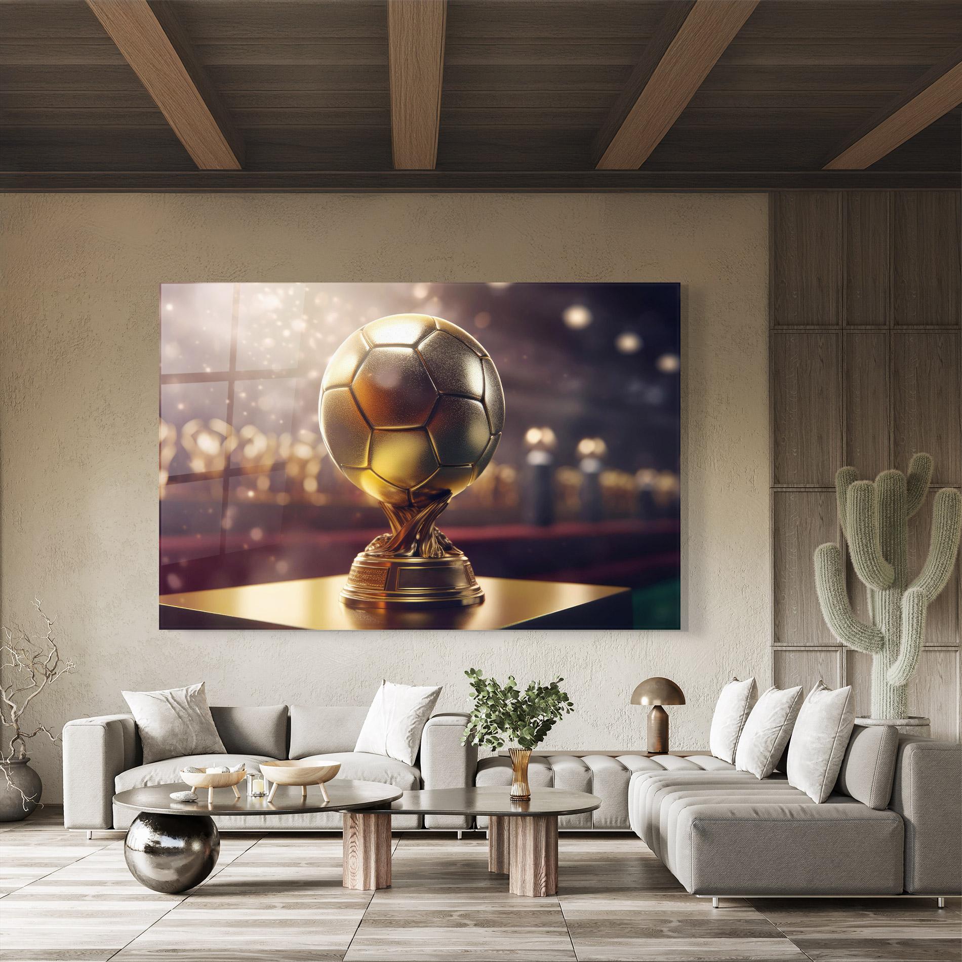 Стъклена картина Gold Football Award mockup 8