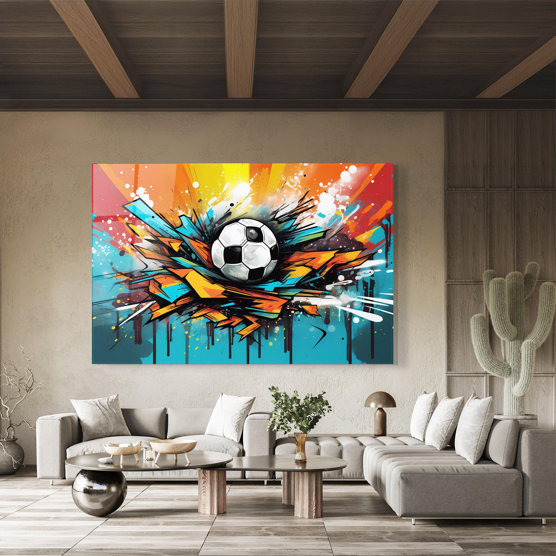 Стъклена картина Graffiti Style Football mockup 8