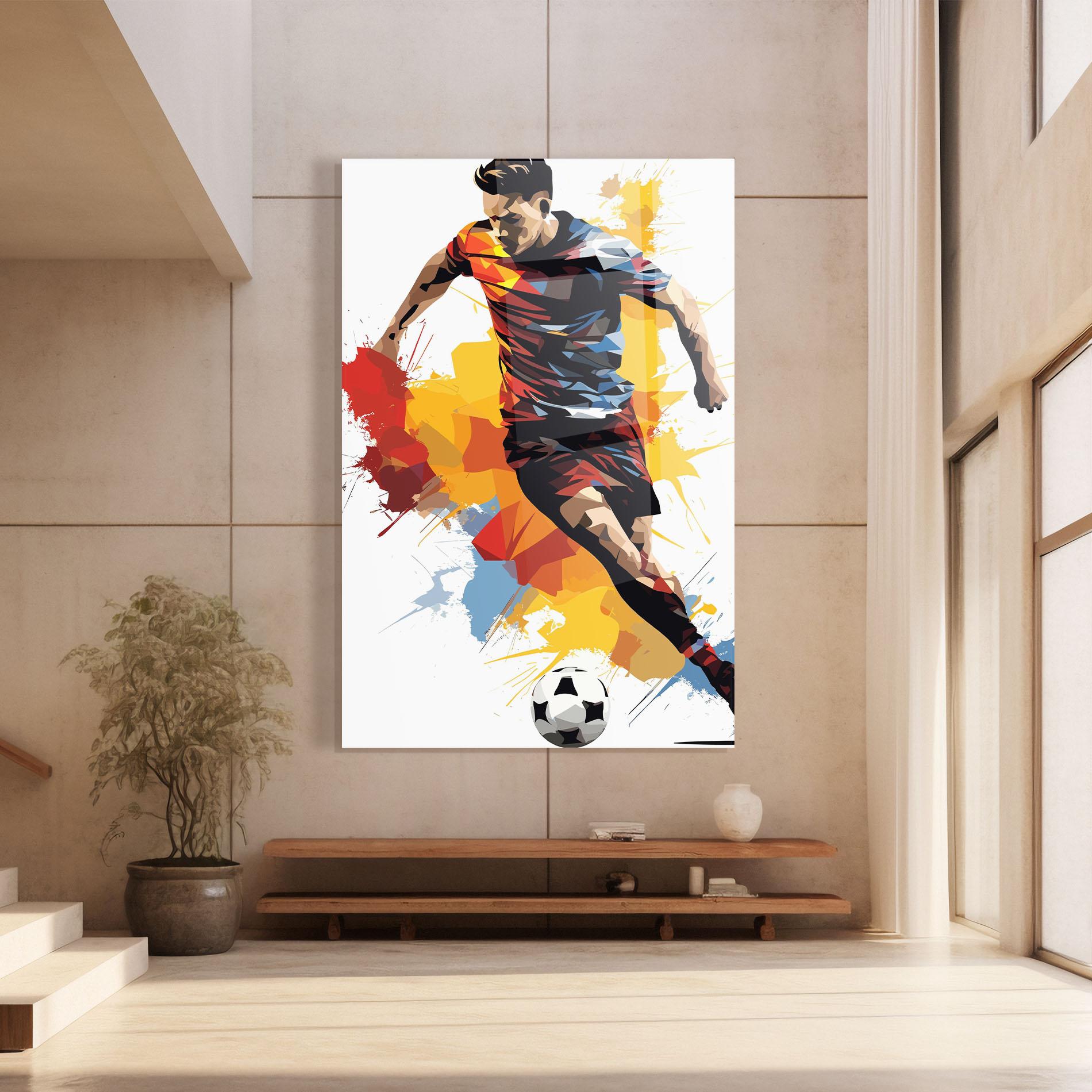 Стъклена картина Yellow Paint Football mockup 8