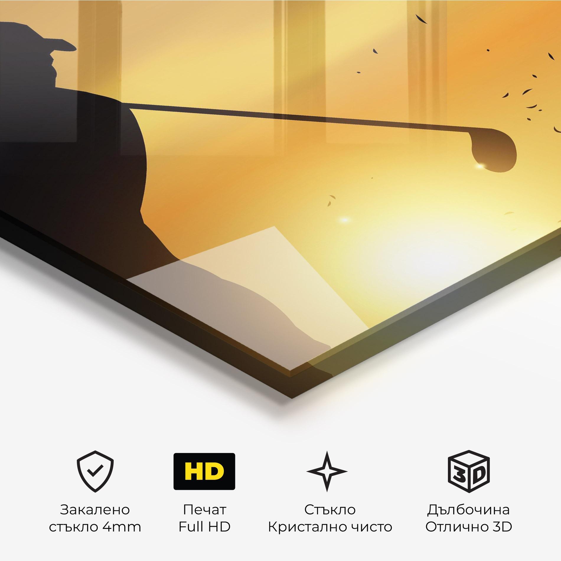 Стъклена картина Gold Sunrise mockup 3