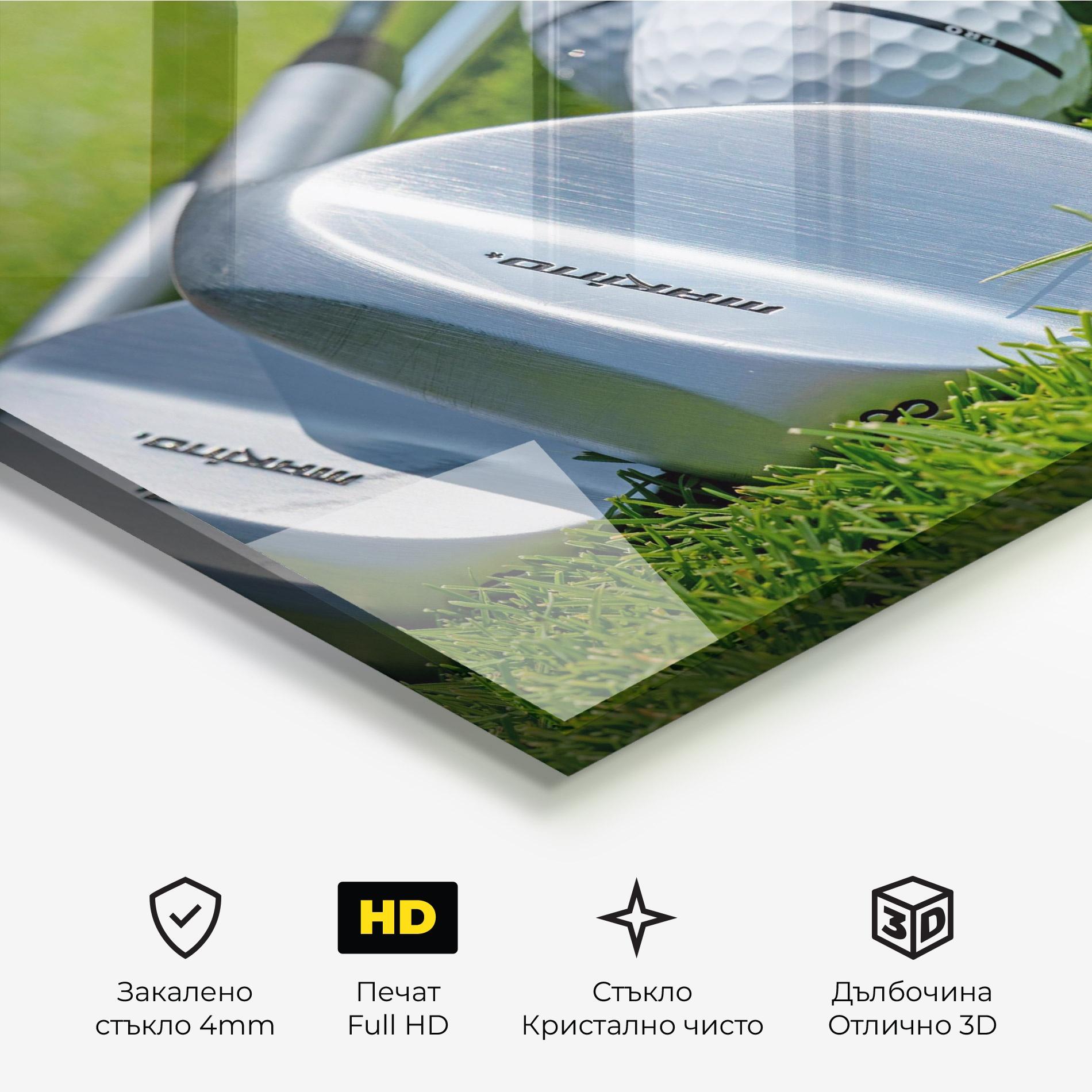 Стъклена картина Golf Club On Grass mockup 3