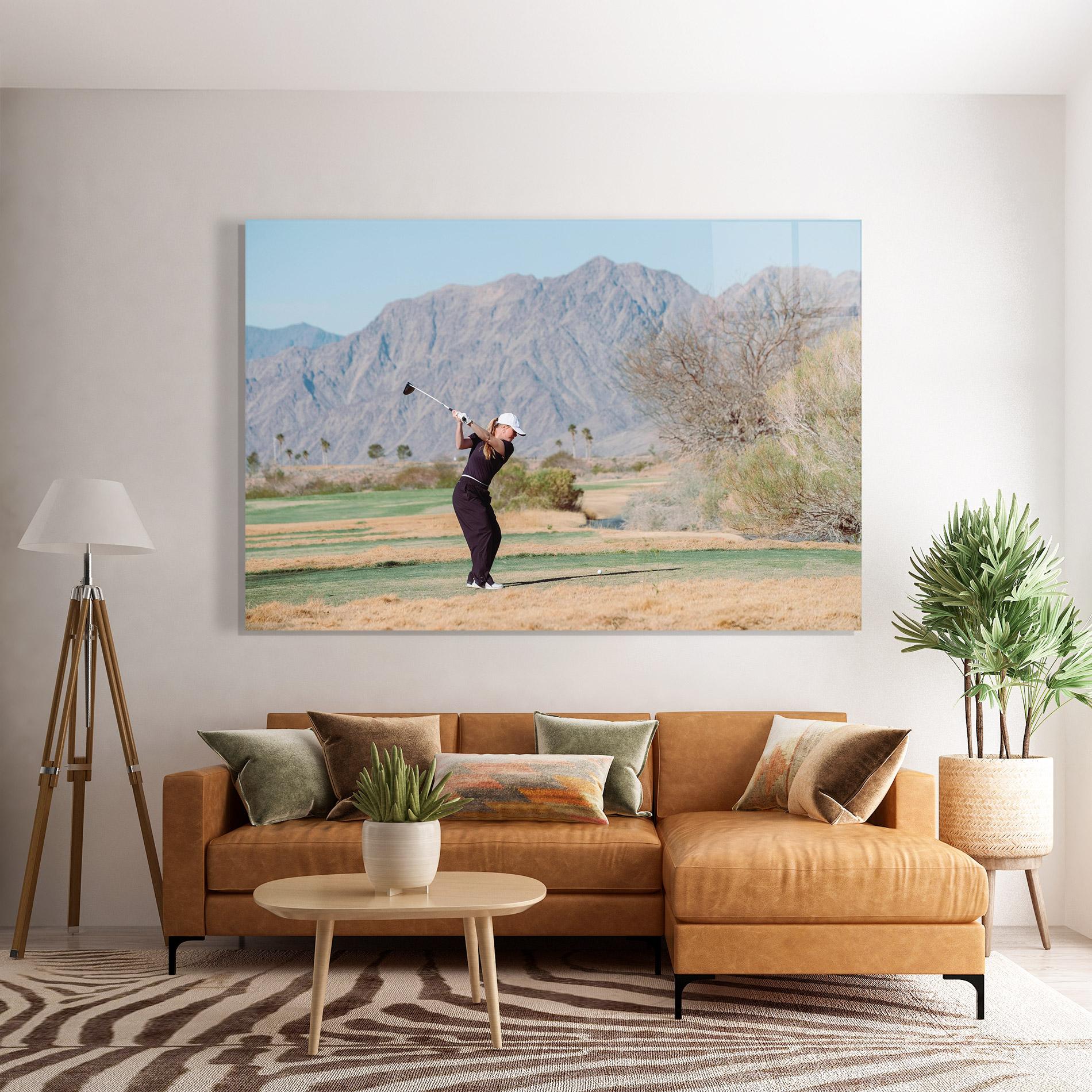 Стъклена картина Golf Player Woman mockup 7