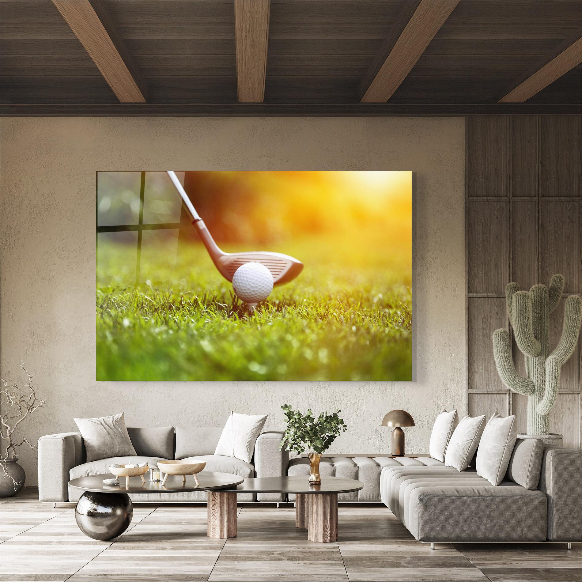 Стъклена картина Close Up Golf Ball mockup 8