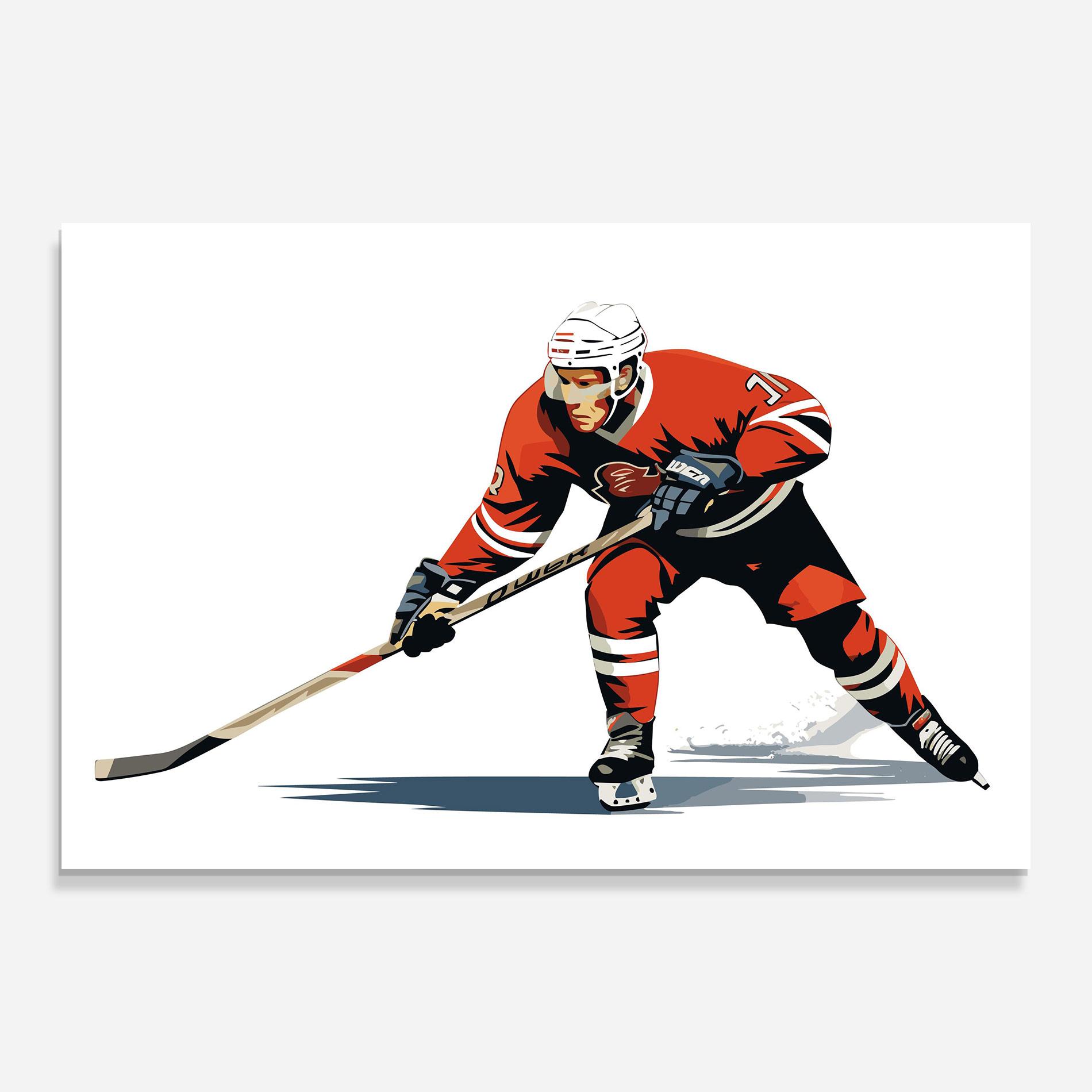 Стъклена картина Hockey Orange Player mockup 0
