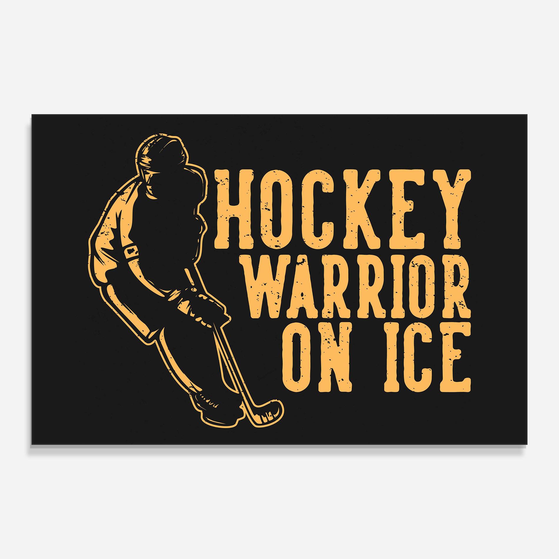 Стъклена картина Hockey Worrior mockup 0