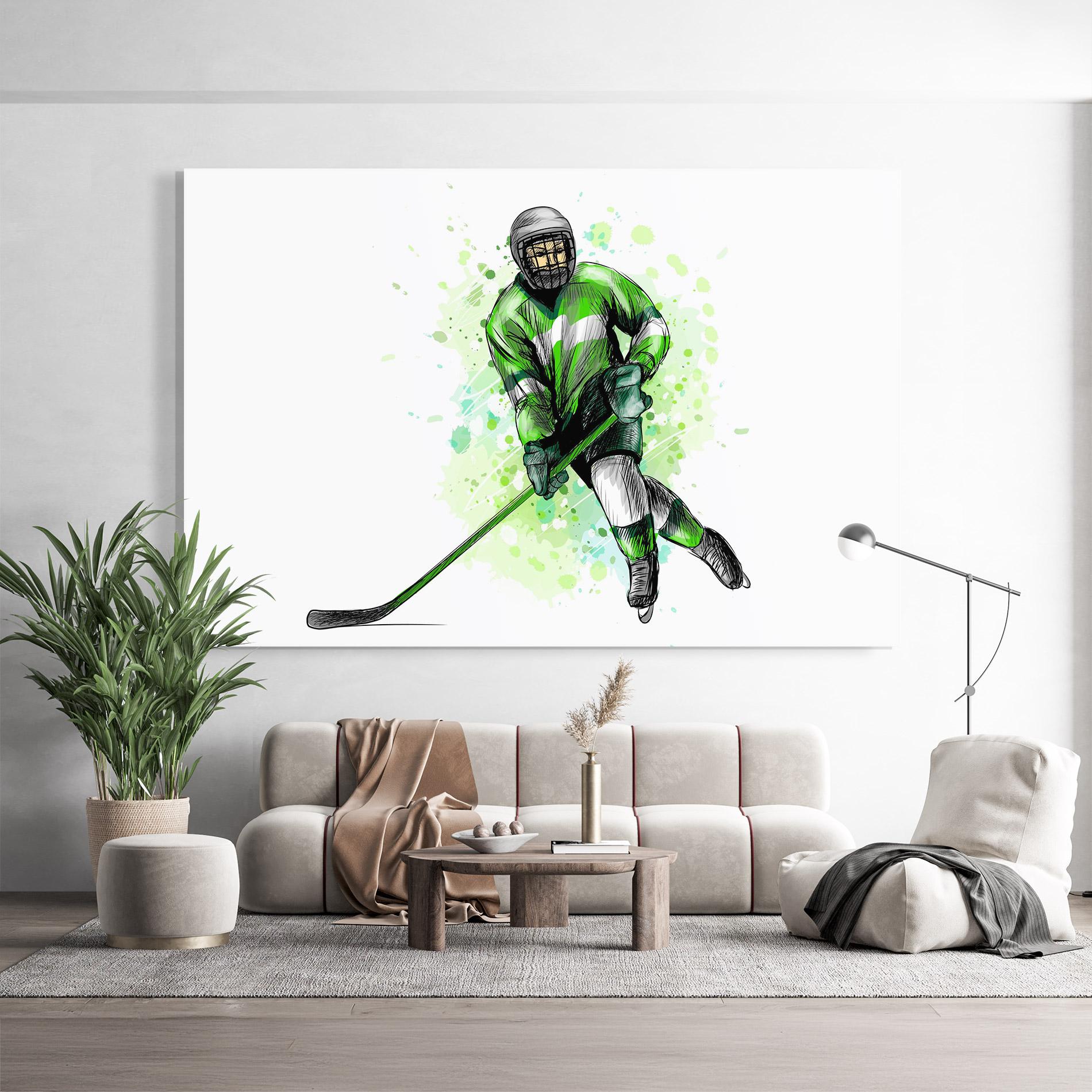 Стъклена картина Green Hockey mockup 9