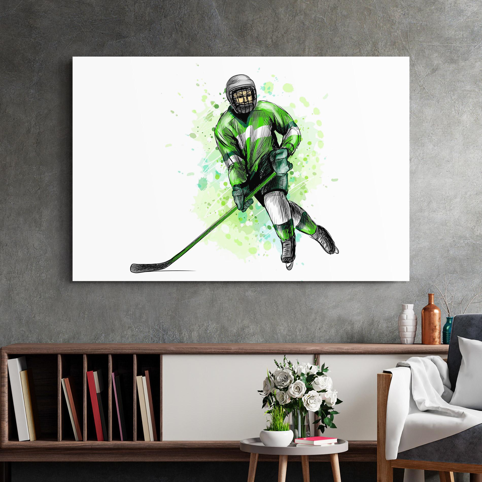 Стъклена картина Green Hockey mockup 2