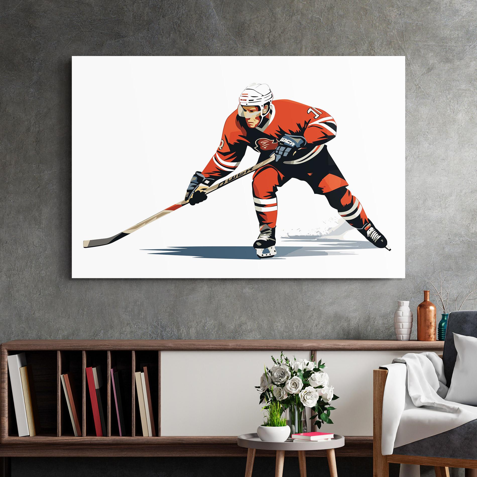 Стъклена картина Hockey Orange Player mockup 2