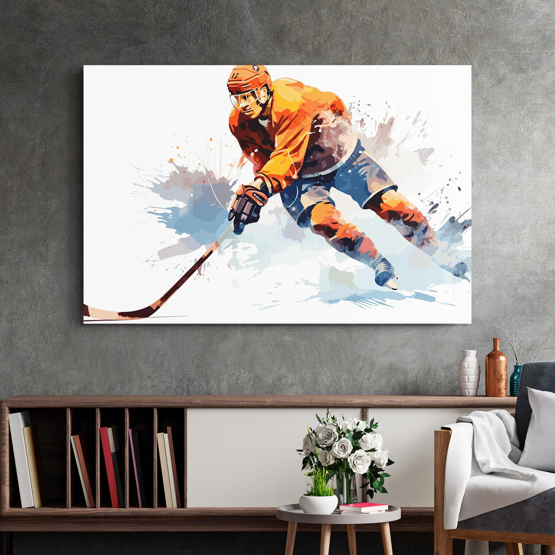 Стъклена картина Orange Hockey mockup 2