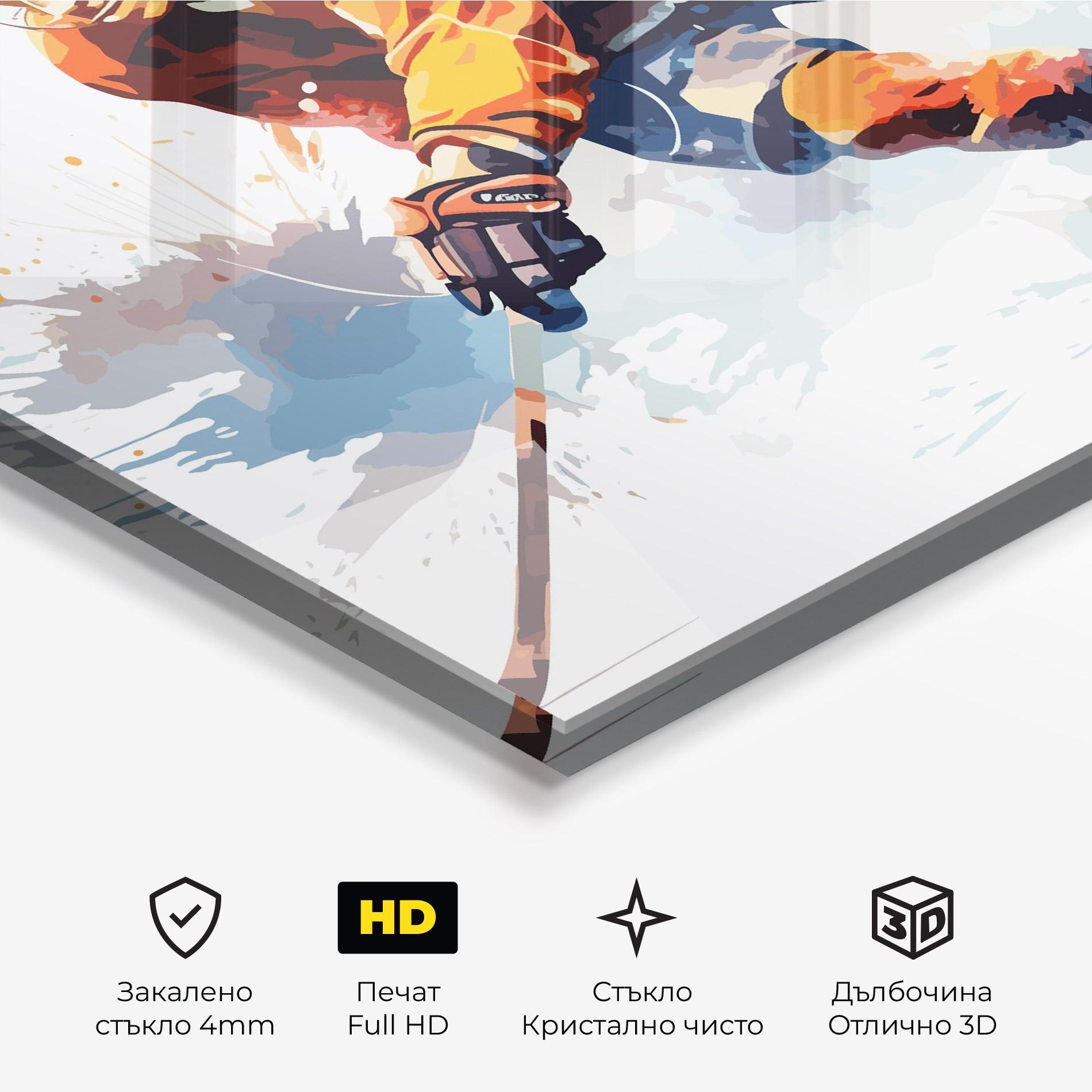 Стъклена картина Orange Hockey mockup 3