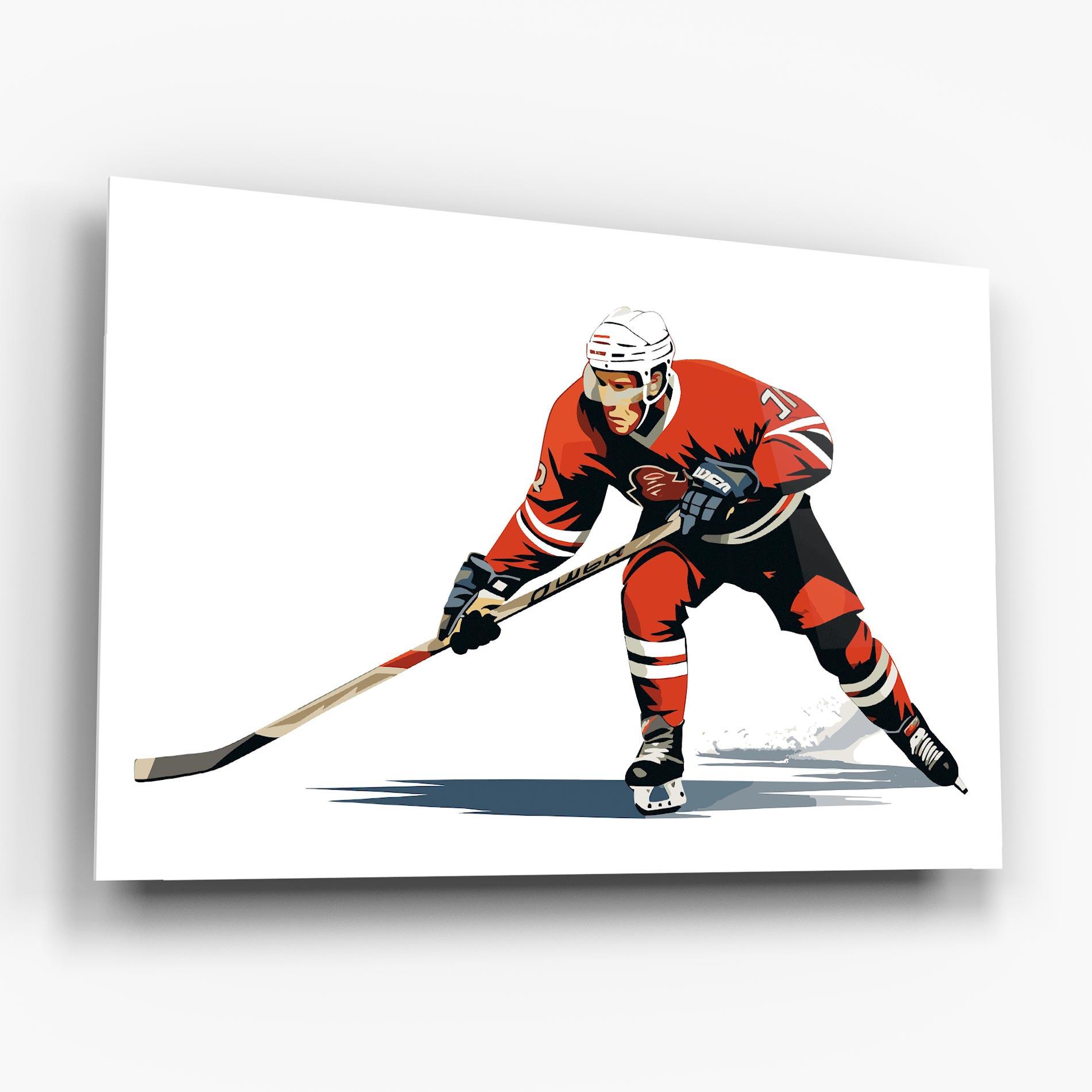 Стъклена картина Hockey Orange Player mockup 6