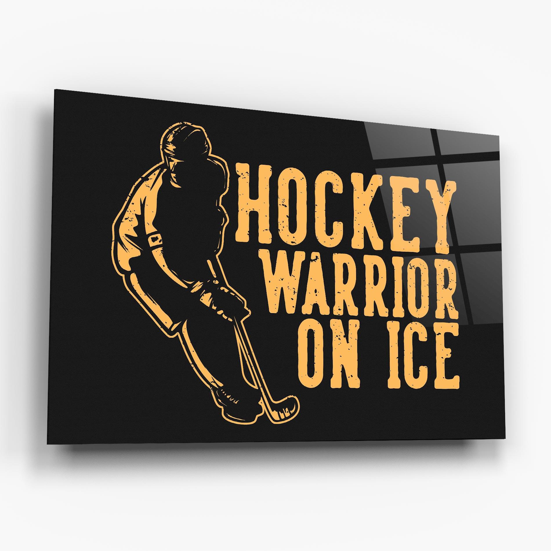 Стъклена картина Hockey Worrior mockup 6