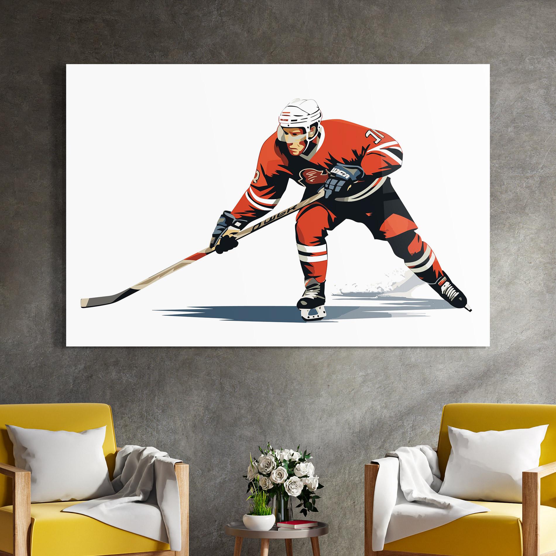 Стъклена картина Hockey Orange Player mockup 4
