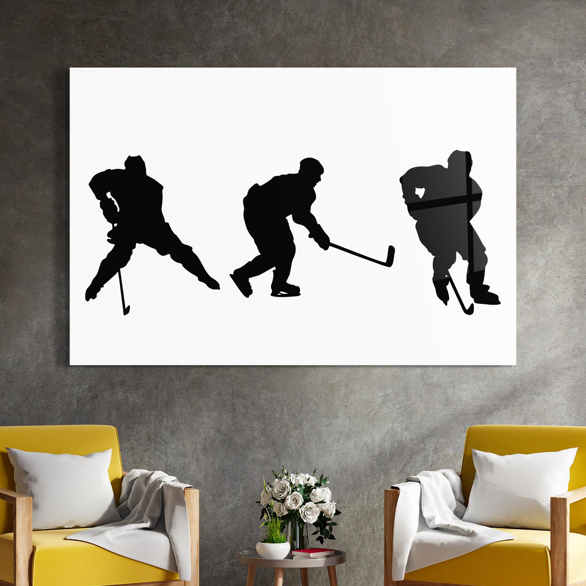 Стъклена картина Hockey Pose mockup 4