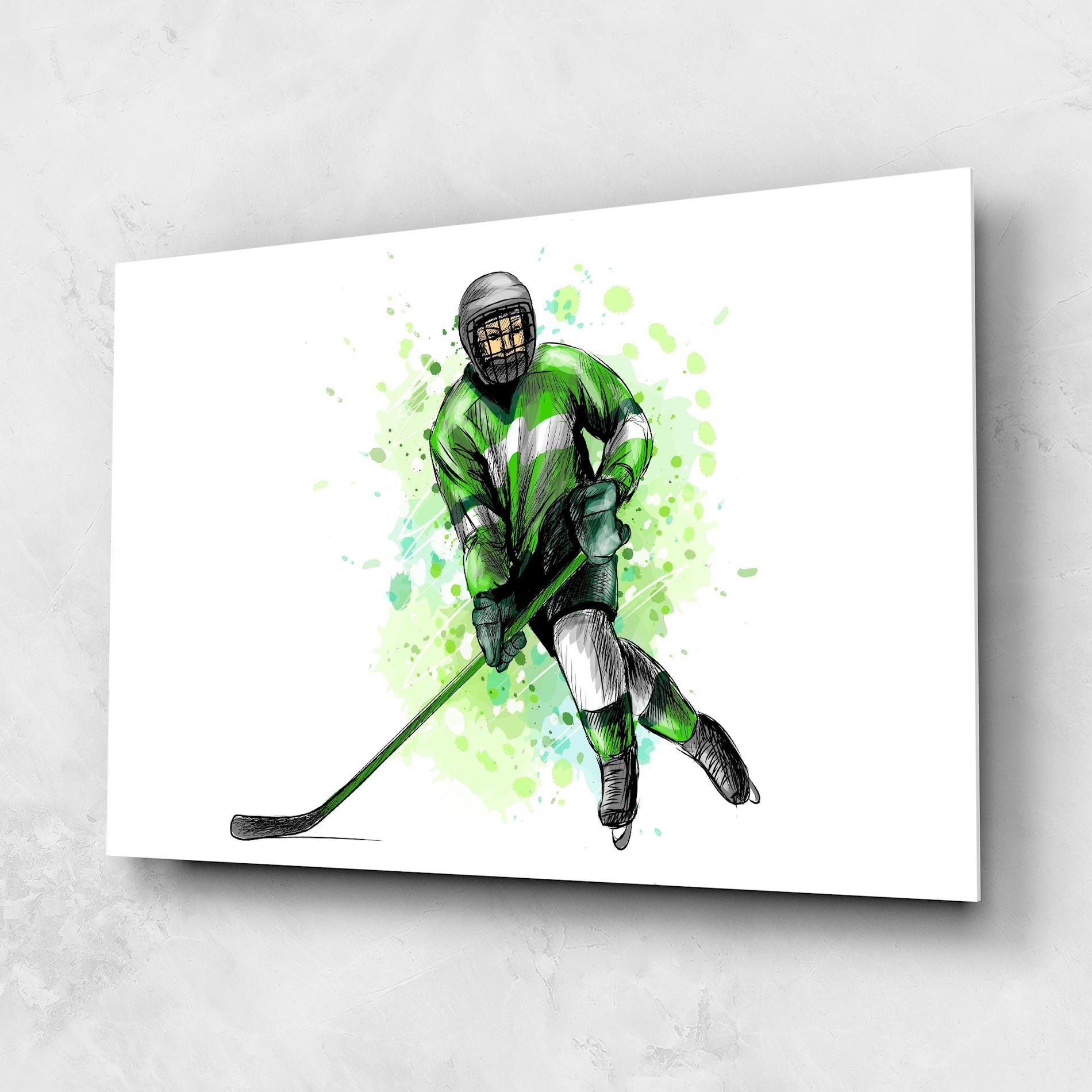 Стъклена картина Green Hockey mockup 1
