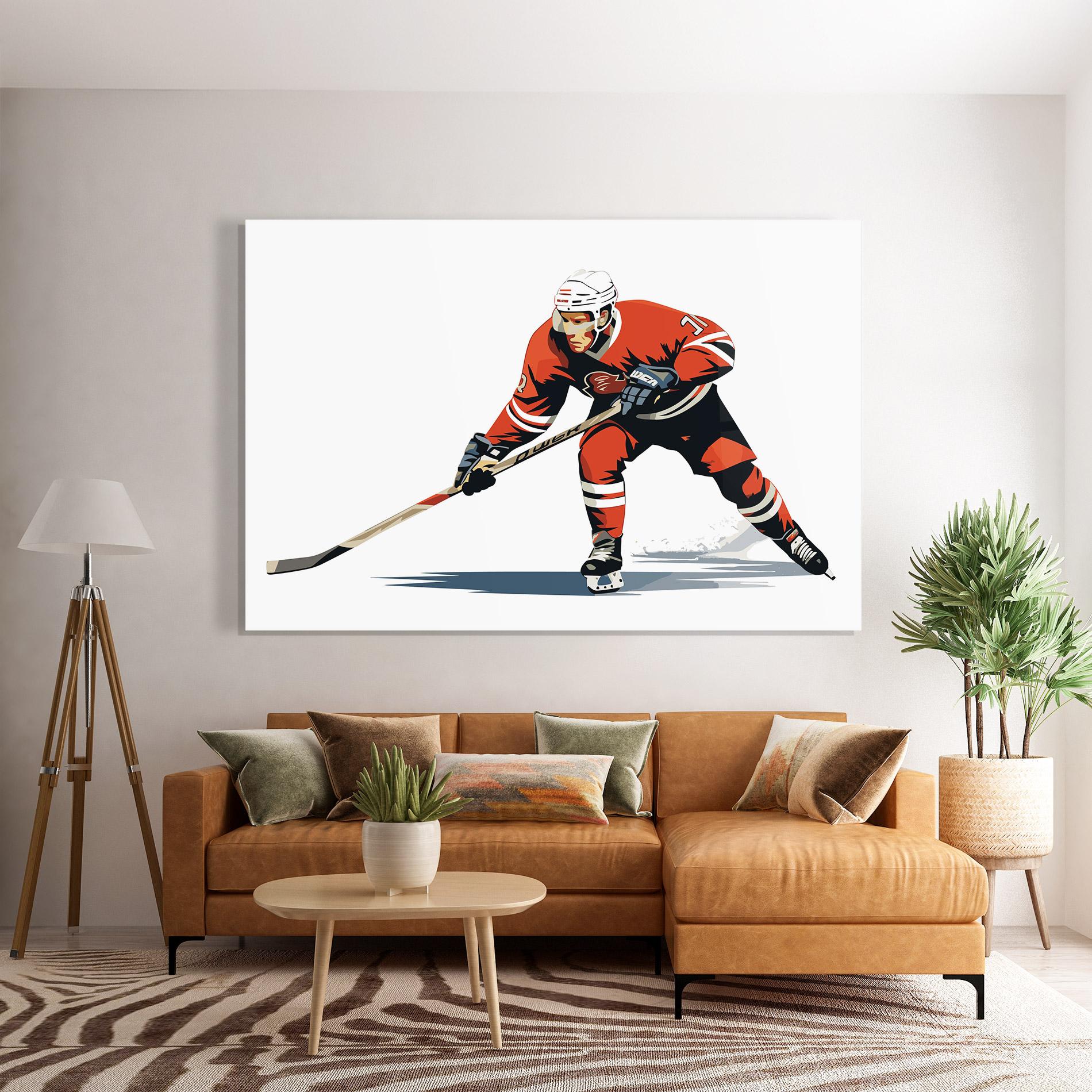 Стъклена картина Hockey Orange Player mockup 7