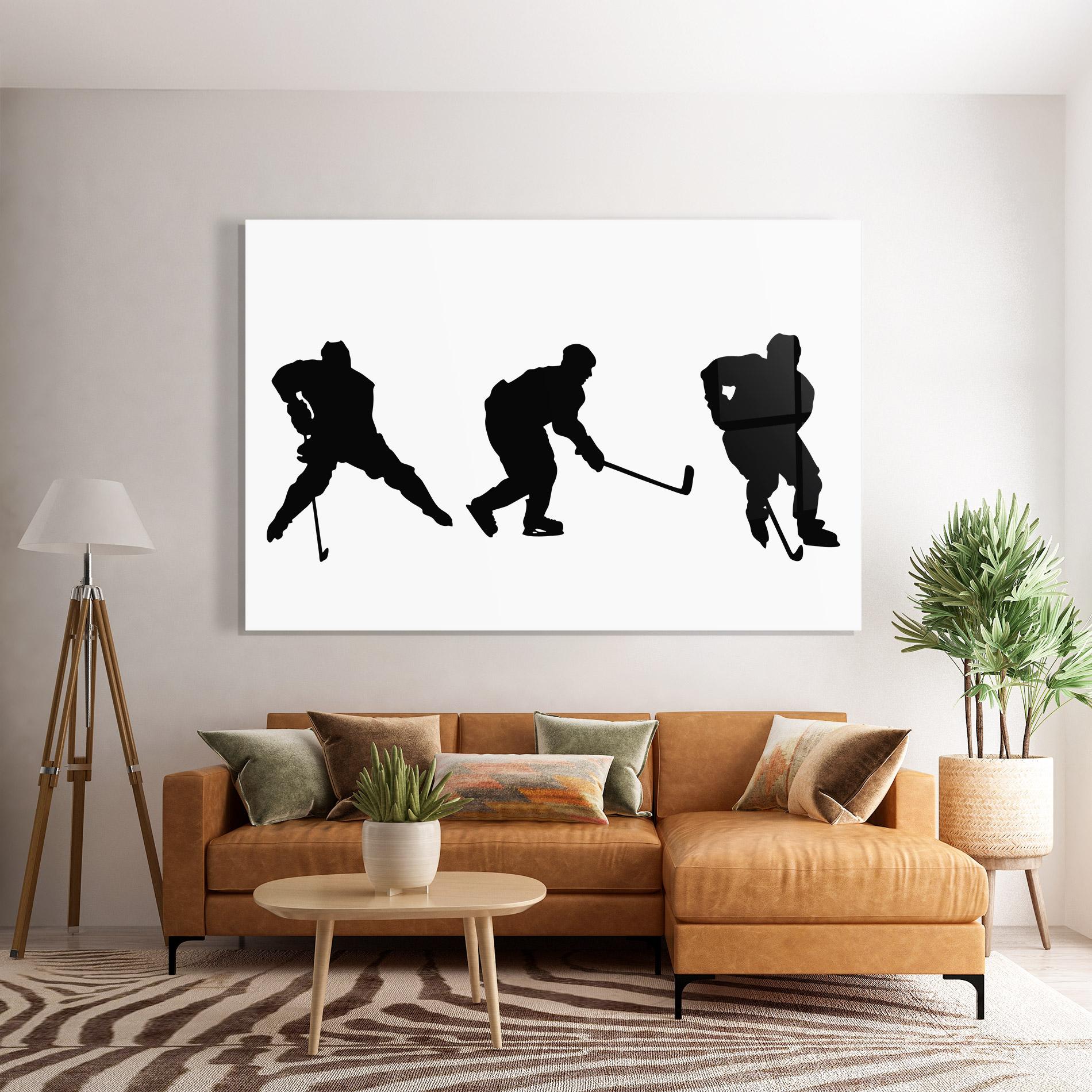 Стъклена картина Hockey Pose mockup 7
