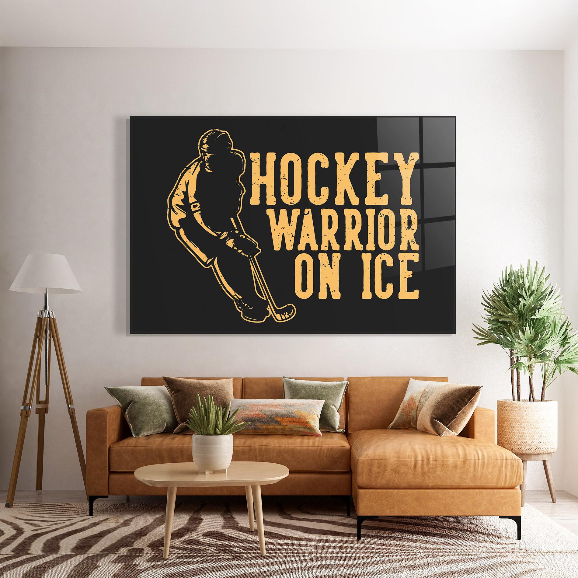 Стъклена картина Hockey Worrior mockup 7