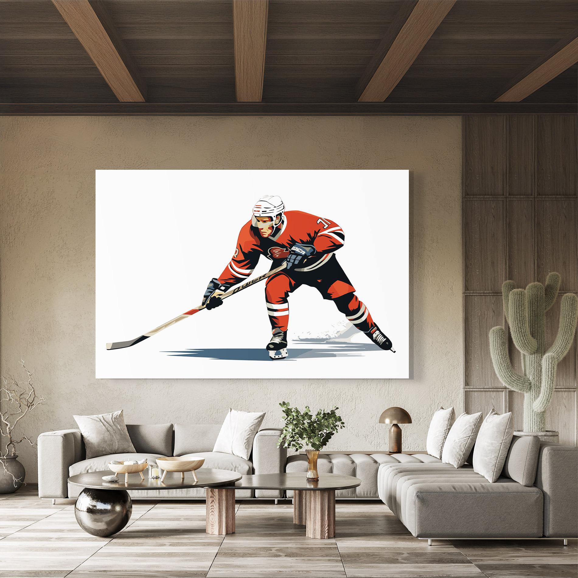 Стъклена картина Hockey Orange Player mockup 8