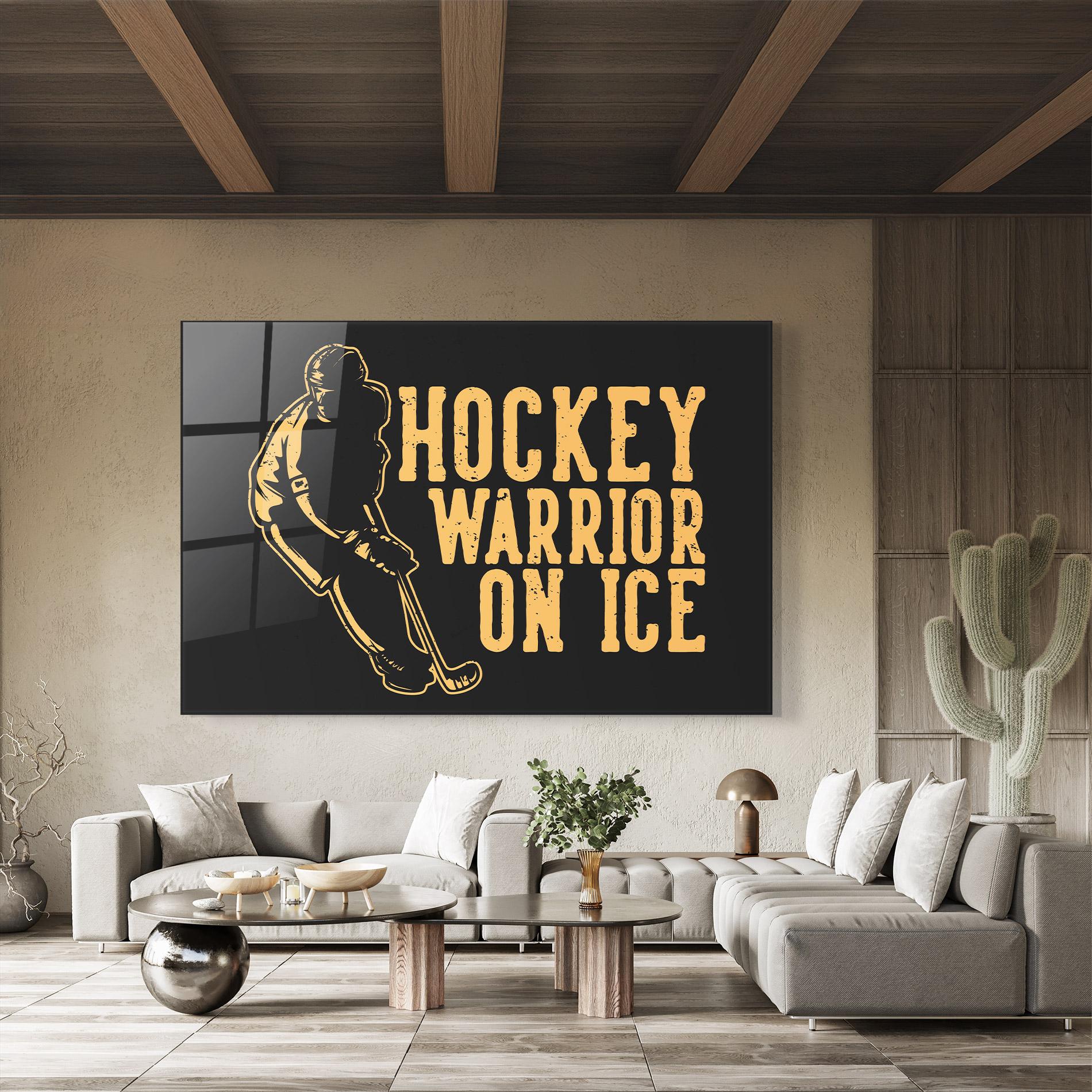 Стъклена картина Hockey Worrior mockup 8