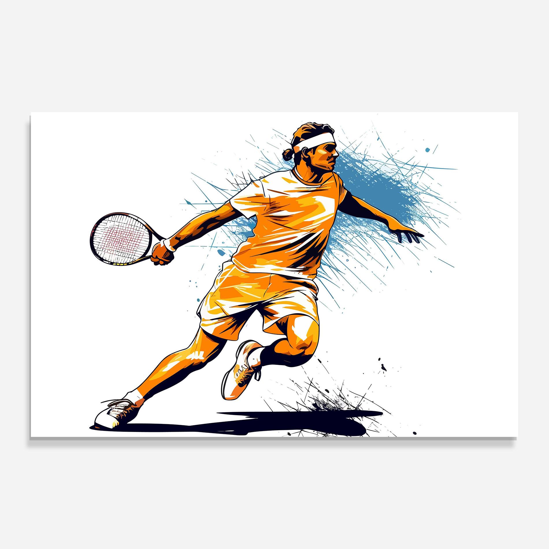 Стъклена картина Orange Blue Tennis mockup 0
