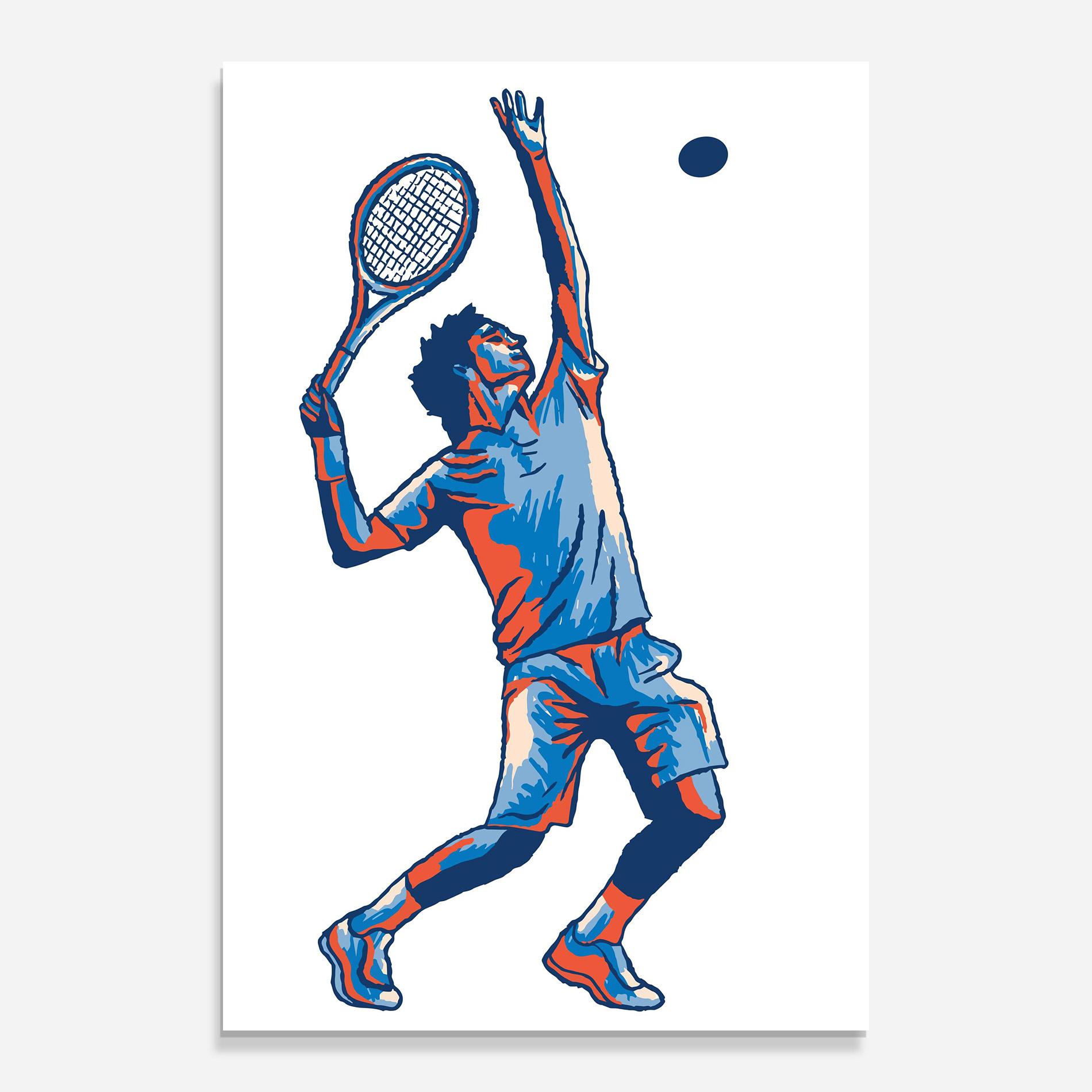 Стъклена картина Blue Red Tennis mockup 0