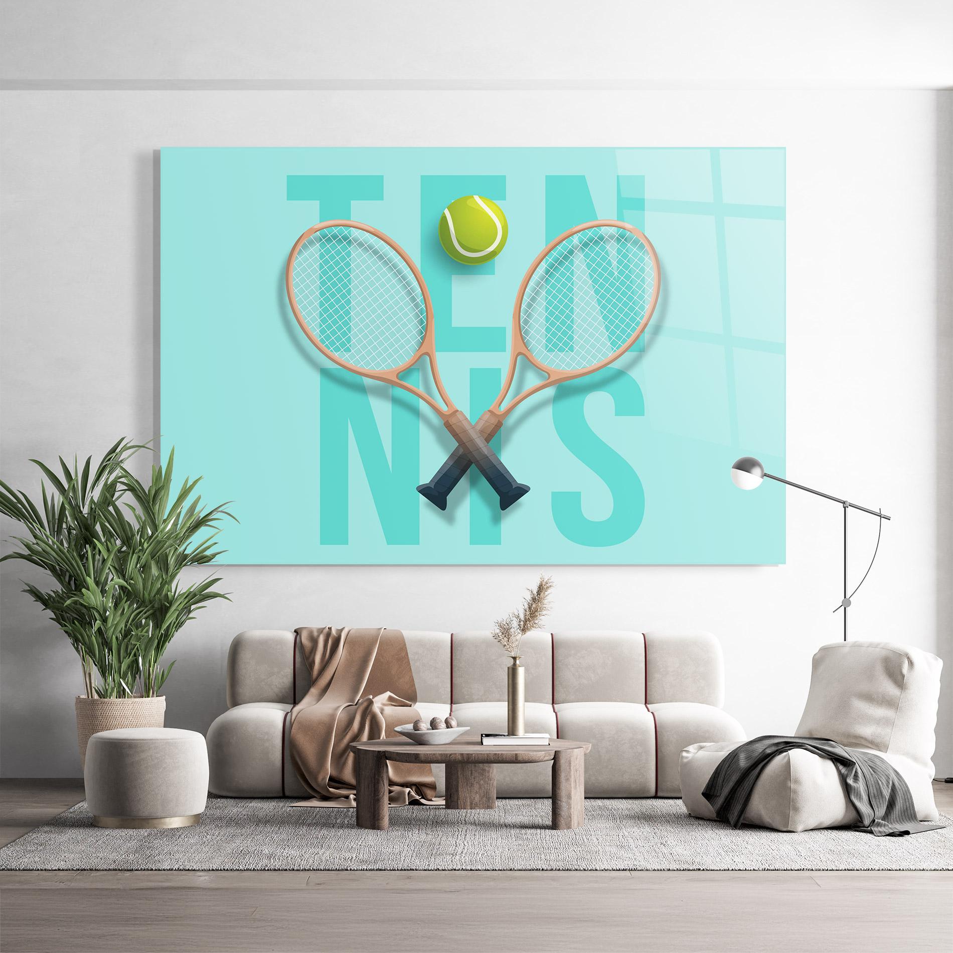 Стъклена картина Light Blue Tennis mockup 9