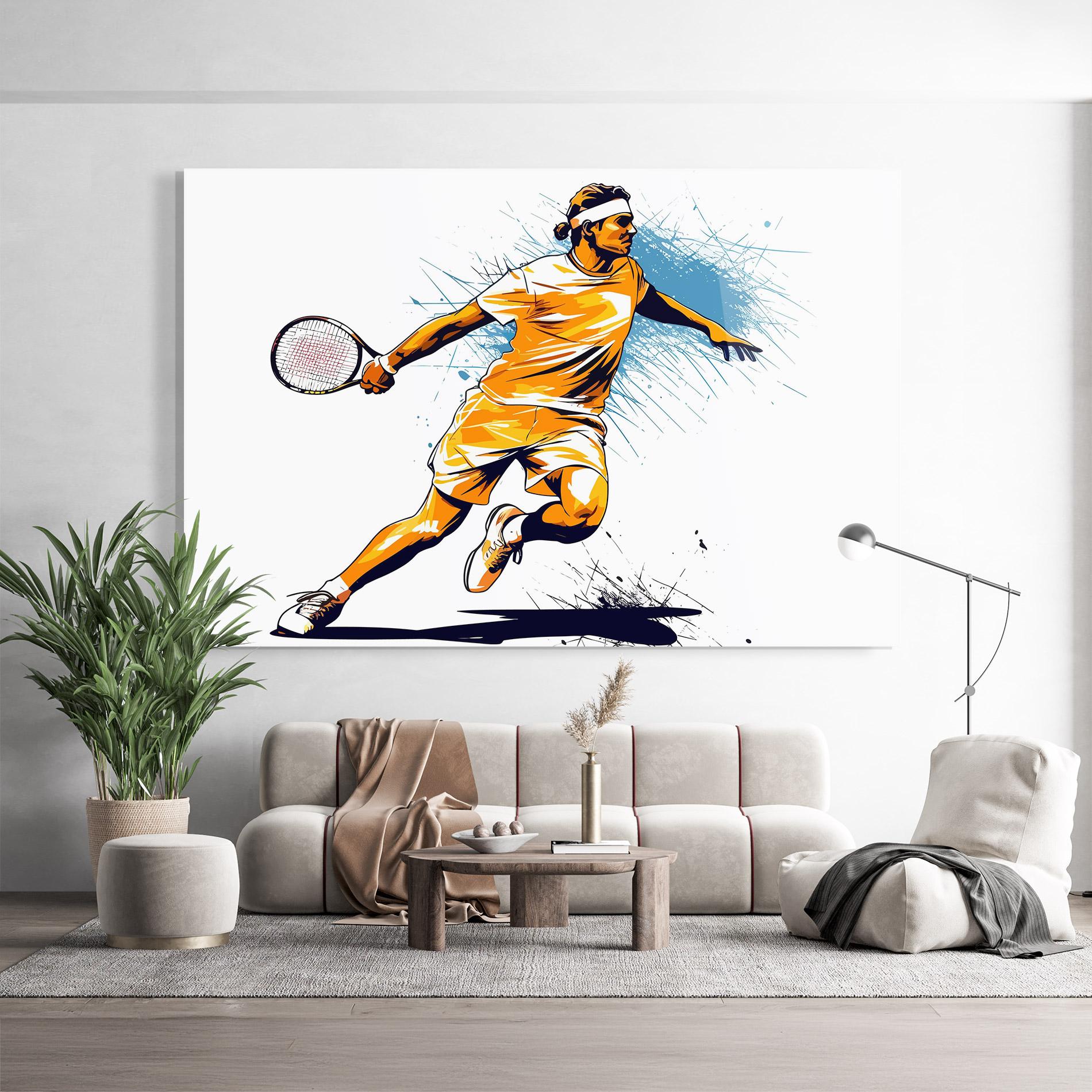 Стъклена картина Orange Blue Tennis mockup 9