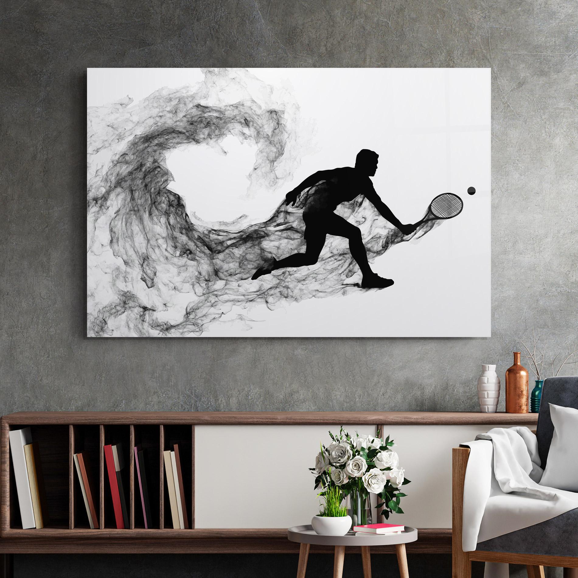 Стъклена картина Black Smoke Tennis mockup 2