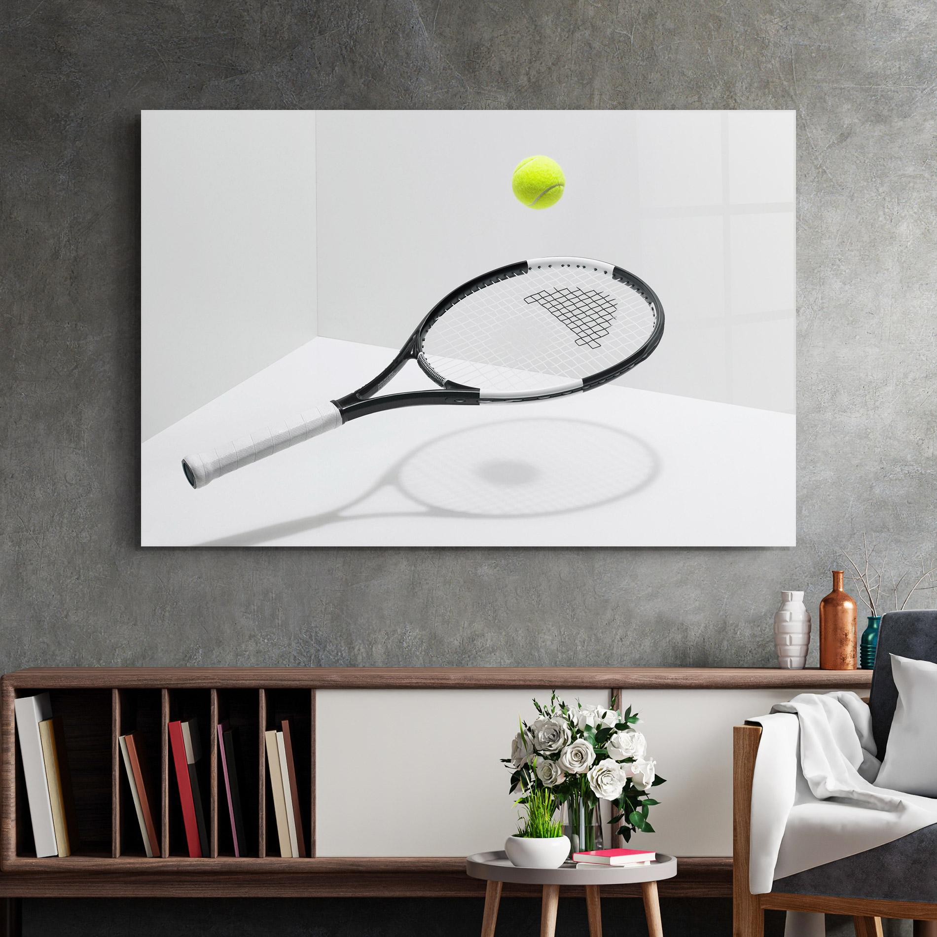 Стъклена картина Floating Tennis Racket mockup 2