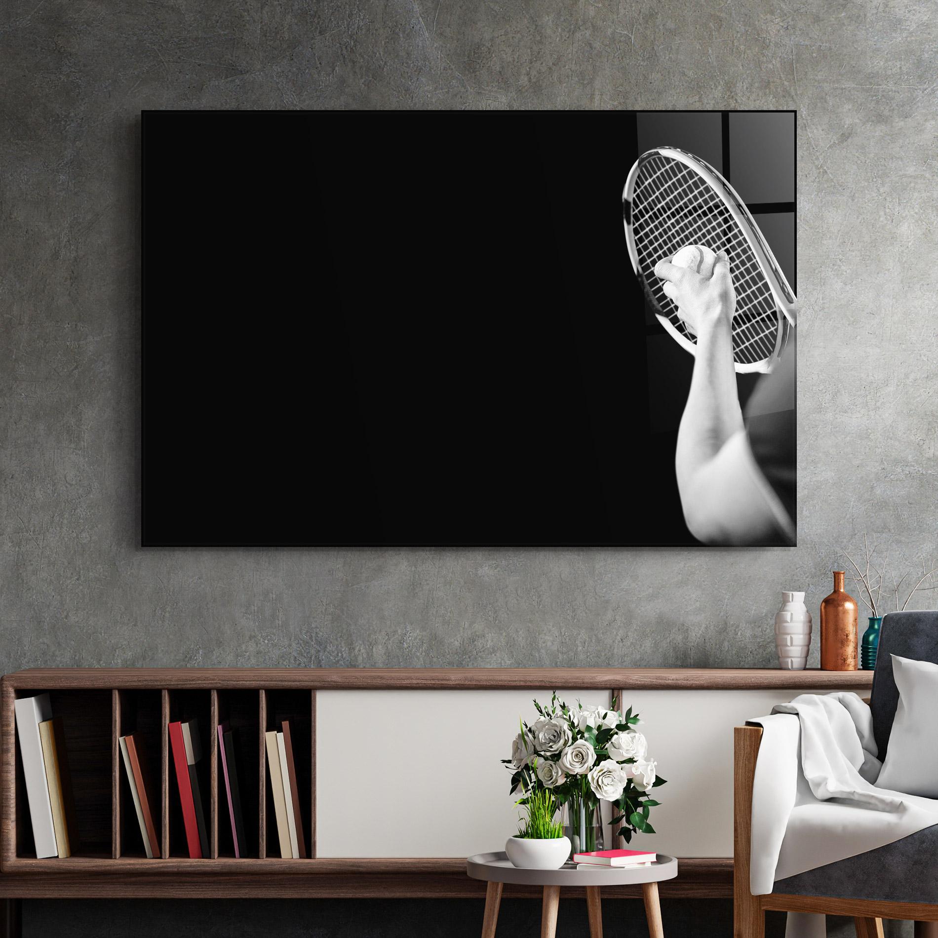 Стъклена картина Grey Tennis Racket mockup 2