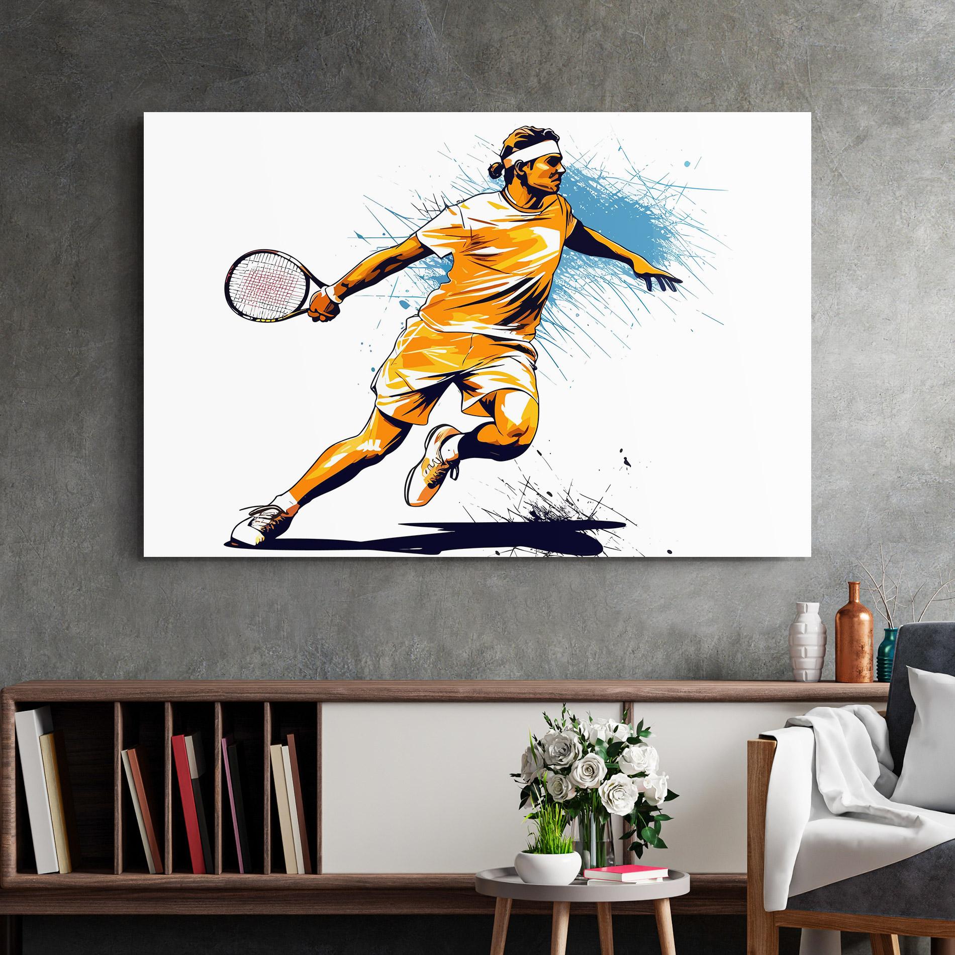 Стъклена картина Orange Blue Tennis mockup 2