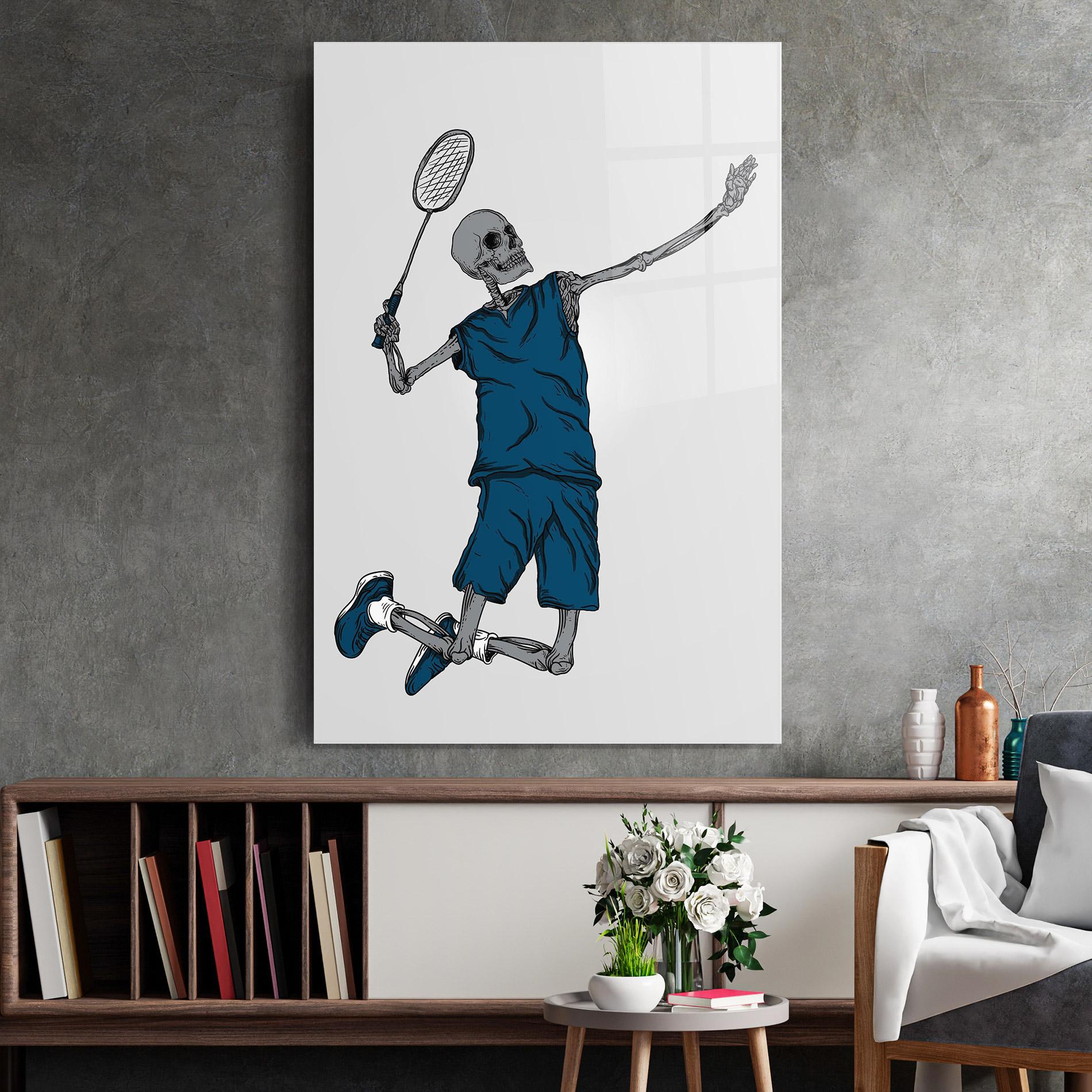 Стъклена картина Blue Skull Tennis mockup 2
