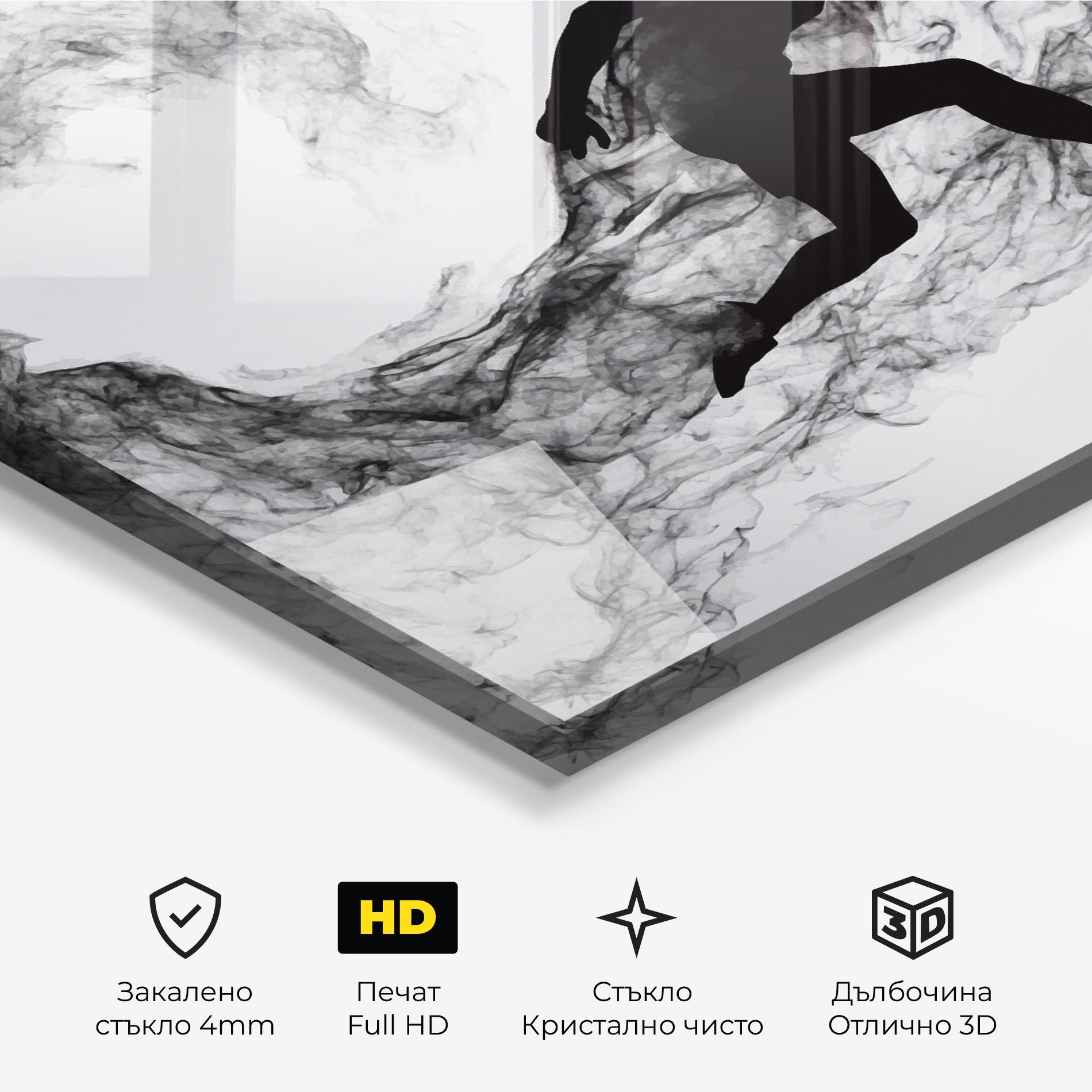 Стъклена картина Black Smoke Tennis mockup 3