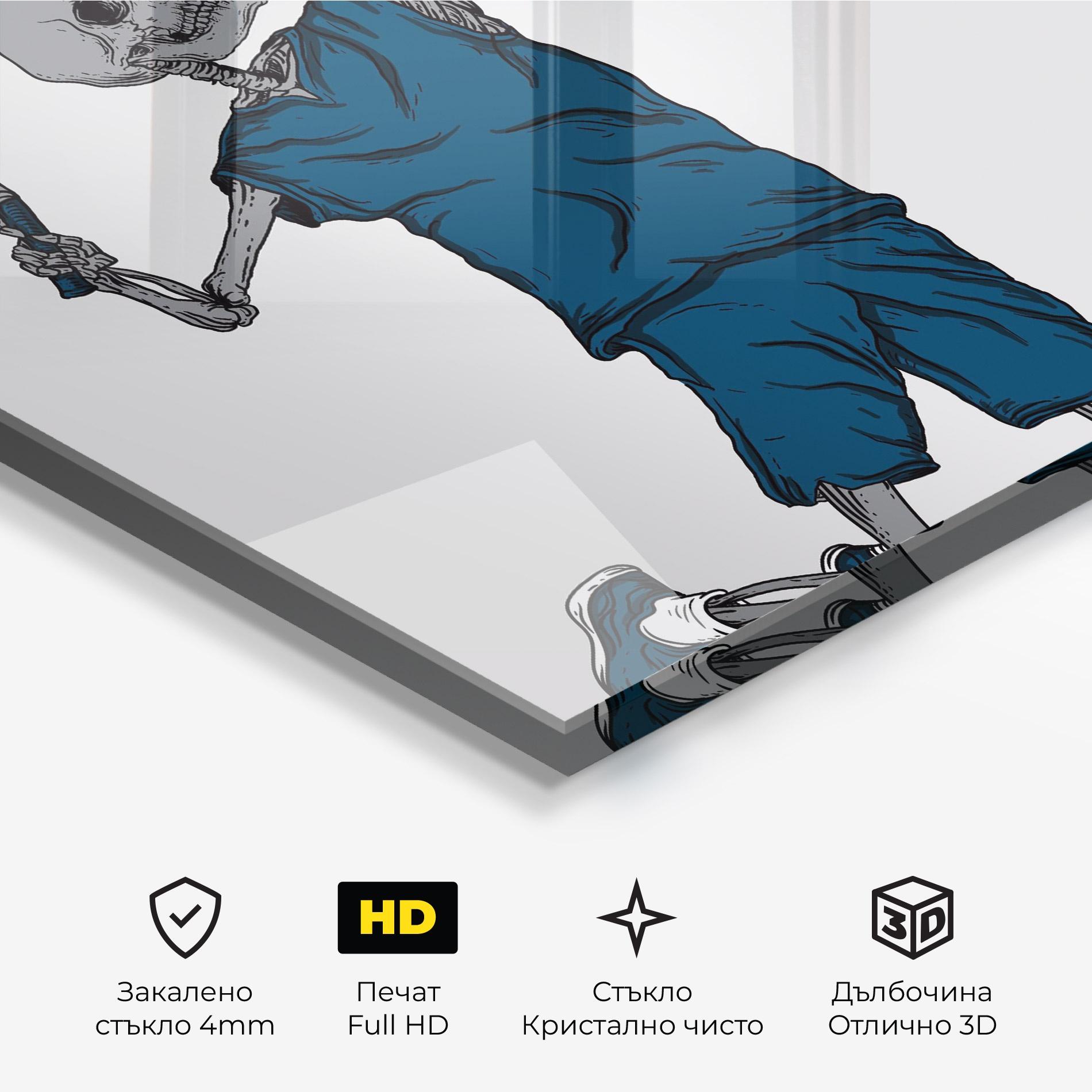 Стъклена картина Blue Skull Tennis mockup 3