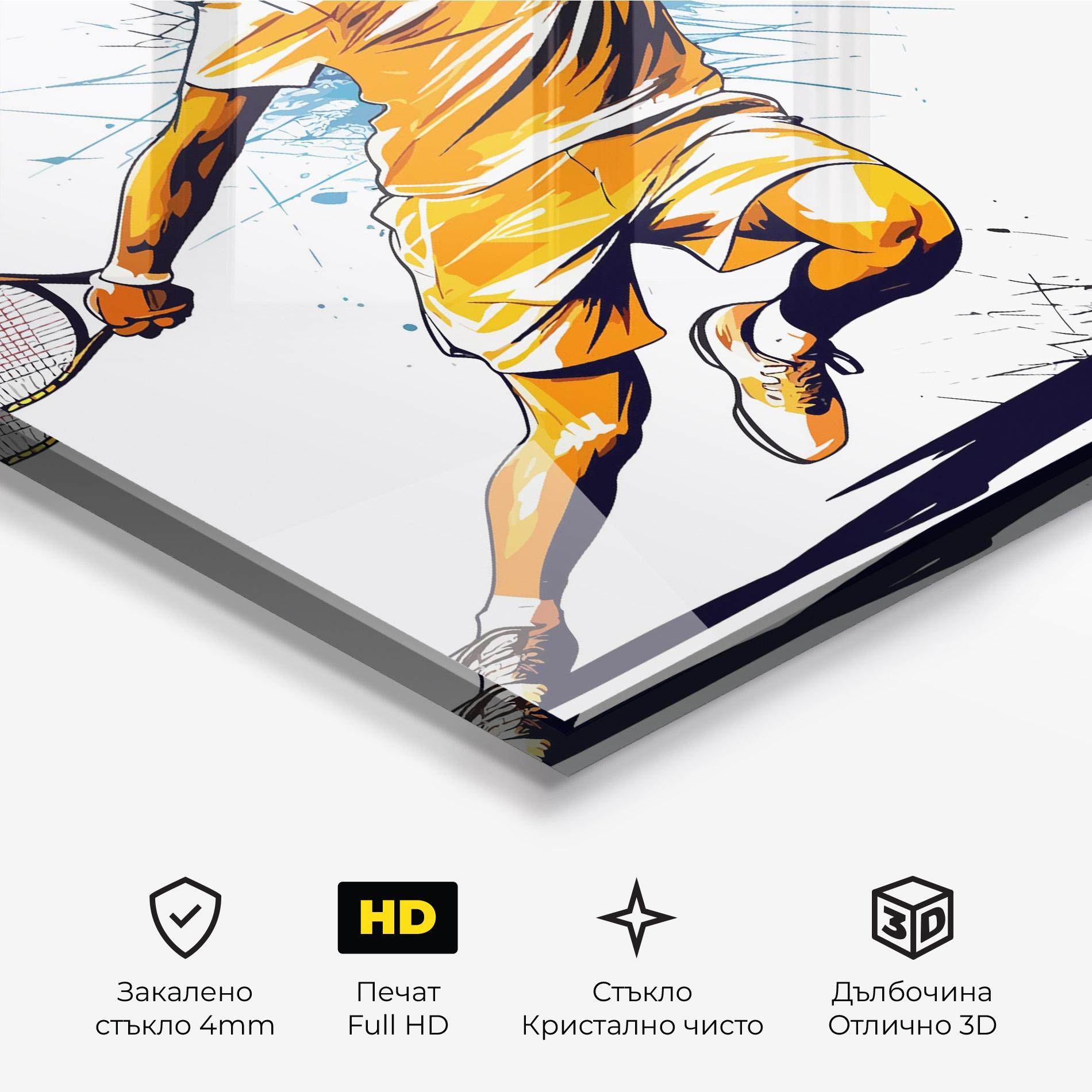 Стъклена картина Orange Blue Tennis mockup 3