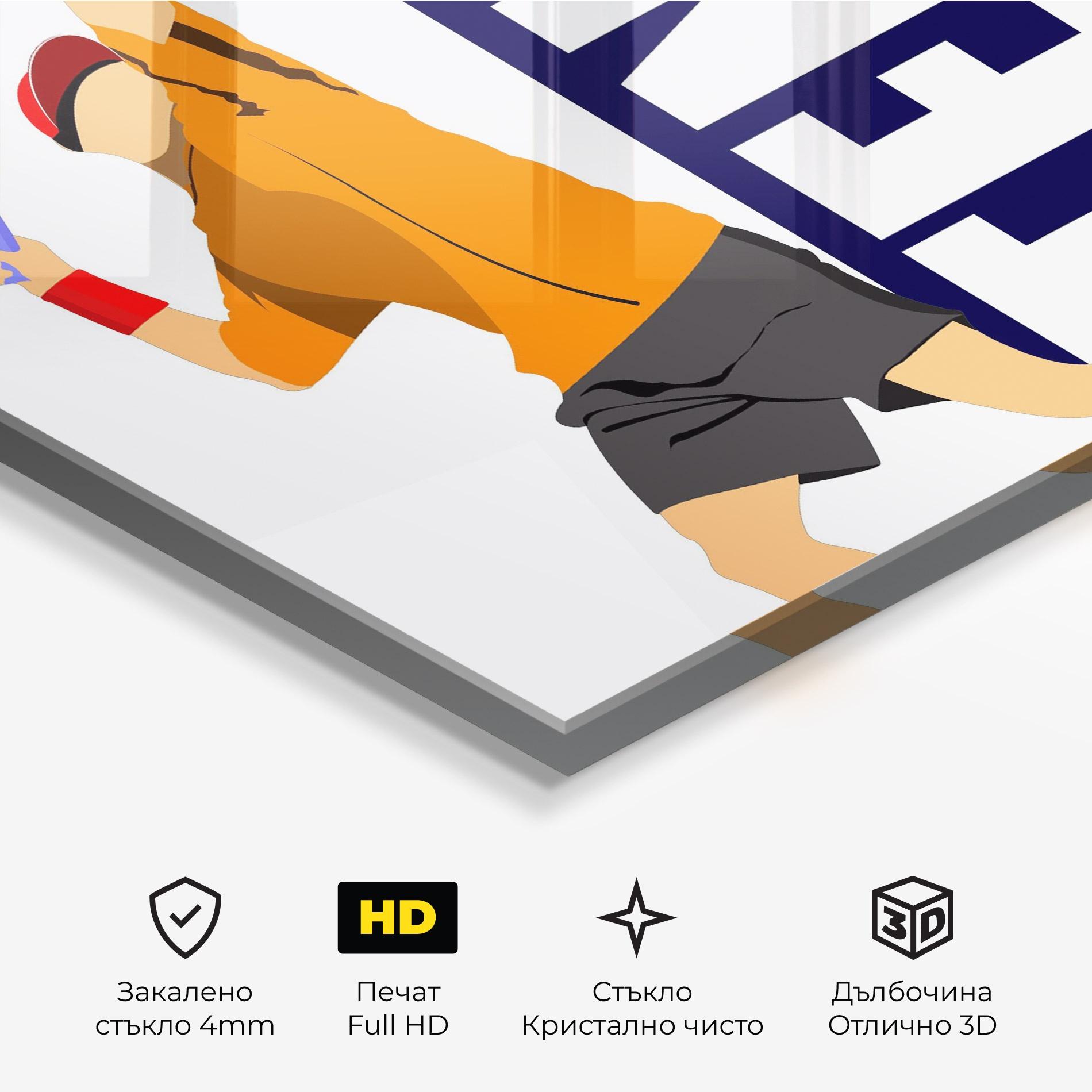 Стъклена картина Orange Tennis Player mockup 3