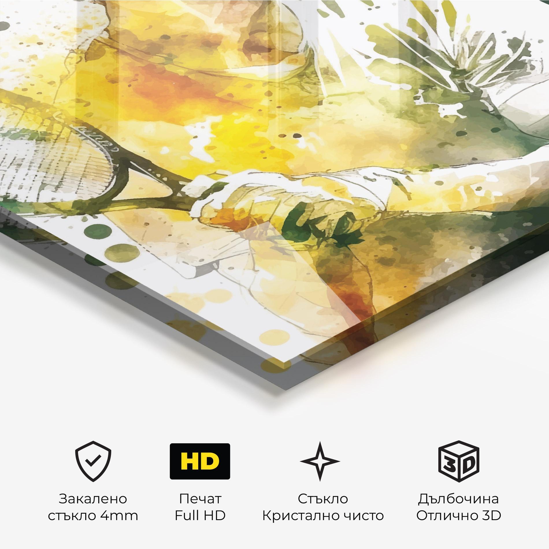 Стъклена картина Player Watercolor mockup 3