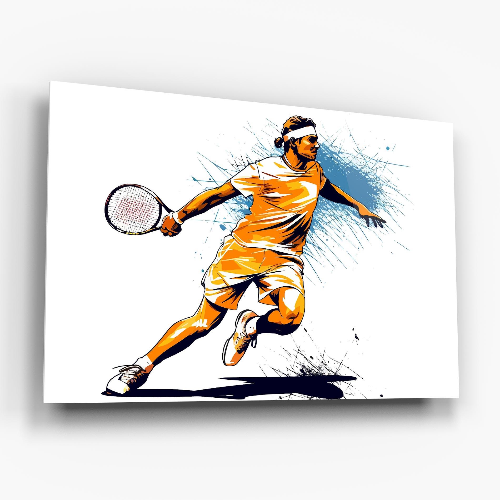 Стъклена картина Orange Blue Tennis mockup 6