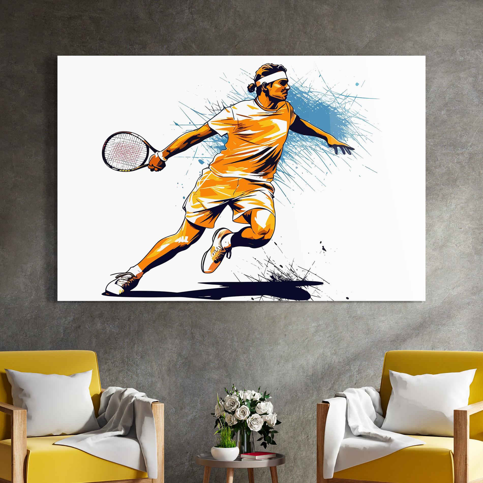 Стъклена картина Orange Blue Tennis mockup 4